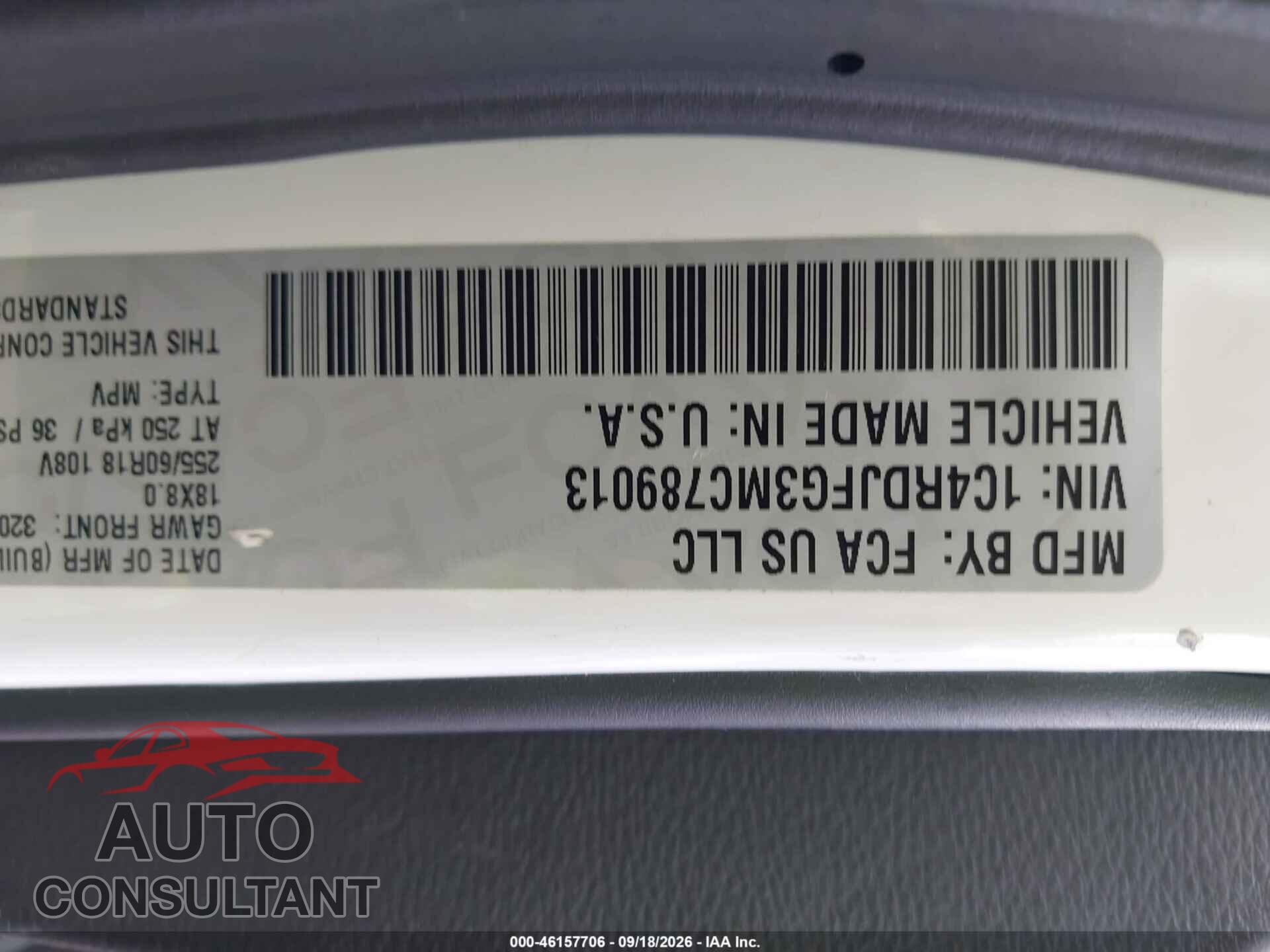 DODGE DURANGO 2021 - 1C4RDJFG3MC789013