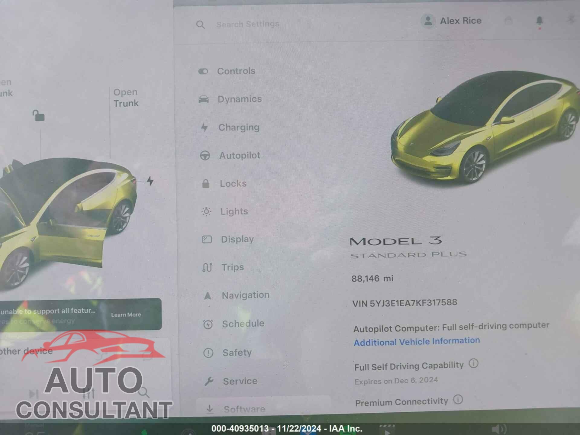 TESLA MODEL 3 2019 - 5YJ3E1EA7KF317588