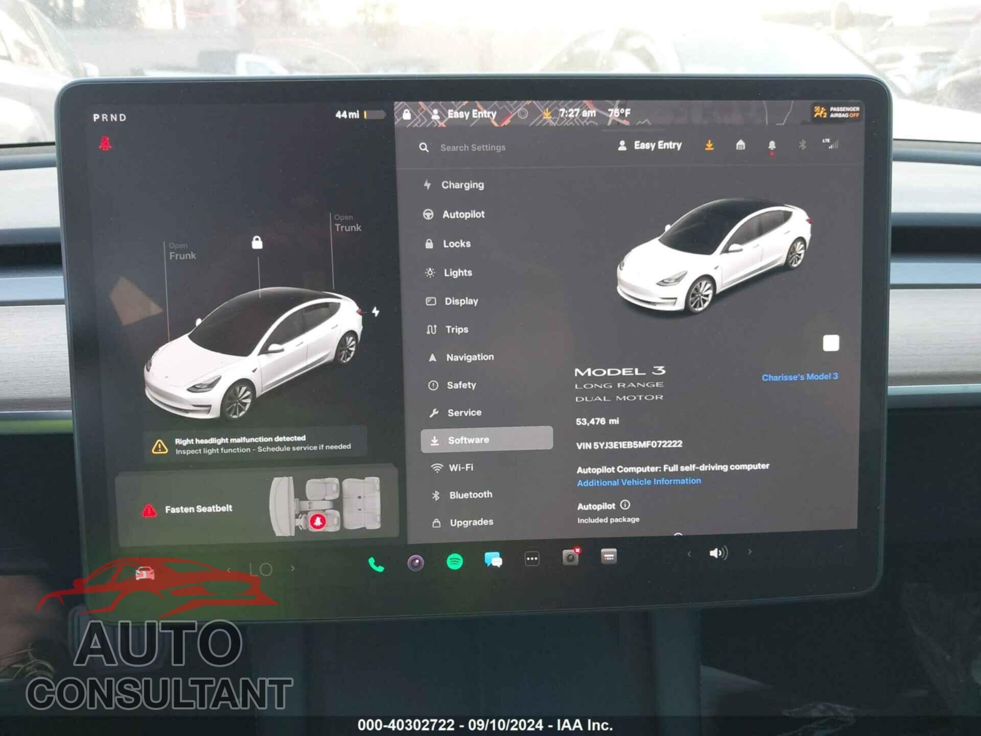 TESLA MODEL 3 2021 - 5YJ3E1EB5MF072222