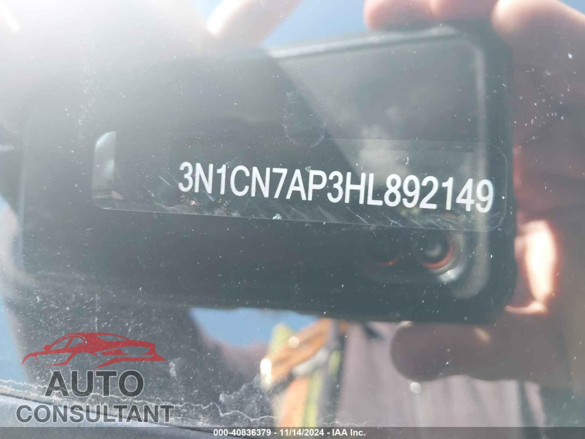 NISSAN VERSA 2017 - 3N1CN7AP3HL892149