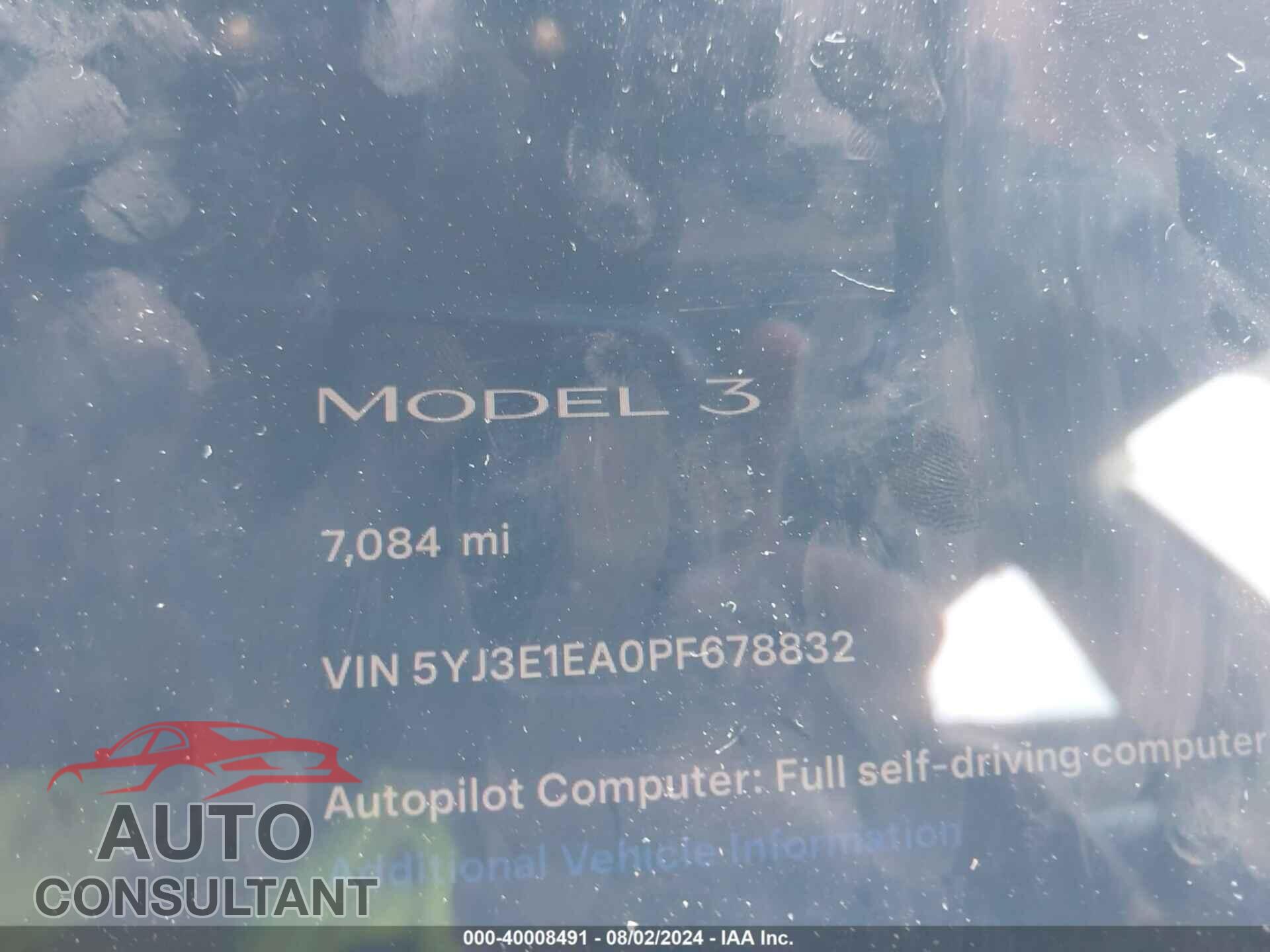 TESLA MODEL 3 2023 - 5YJ3E1EA0PF678832