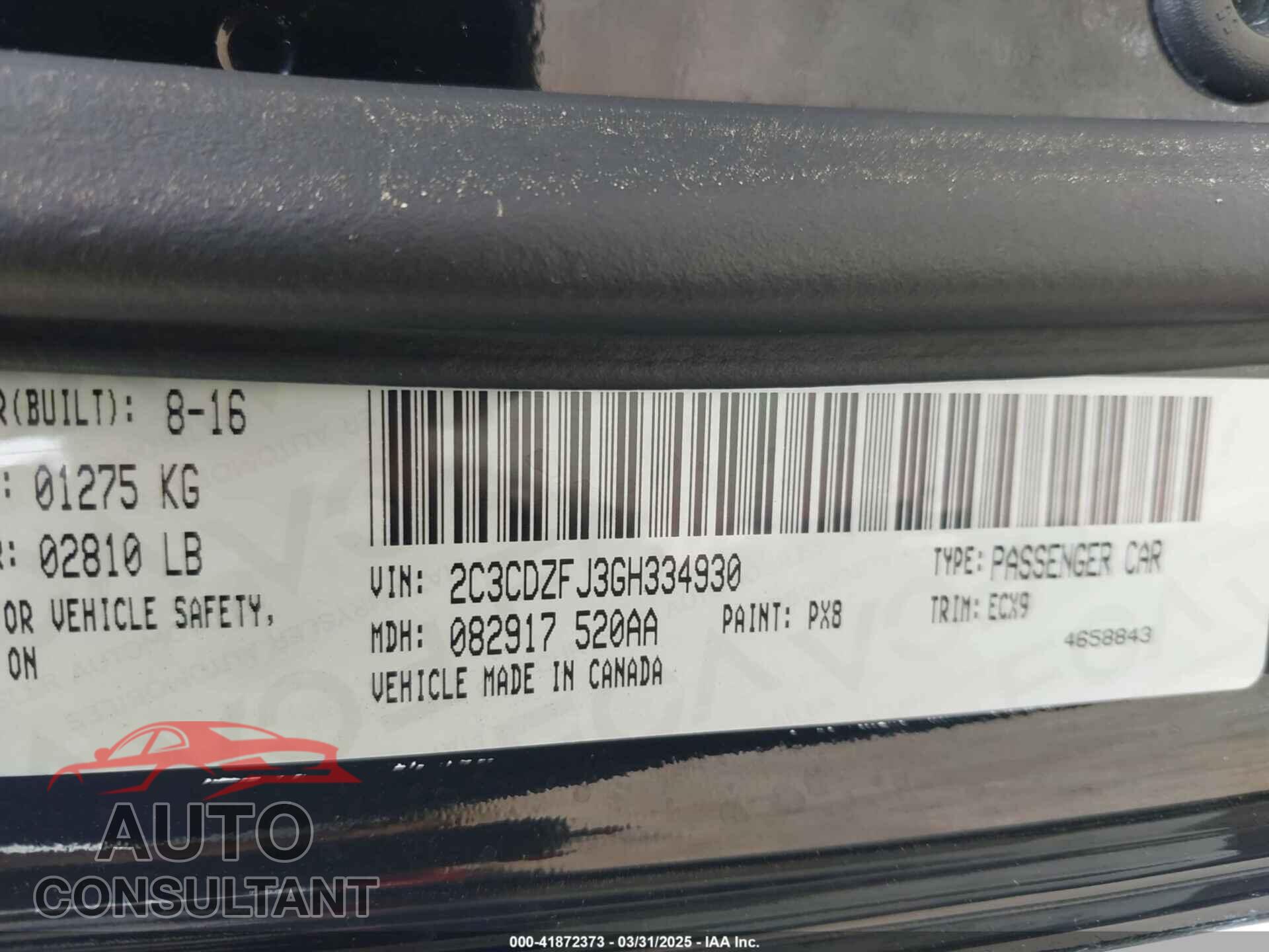 DODGE CHALLENGER 2016 - 2C3CDZFJ3GH334930