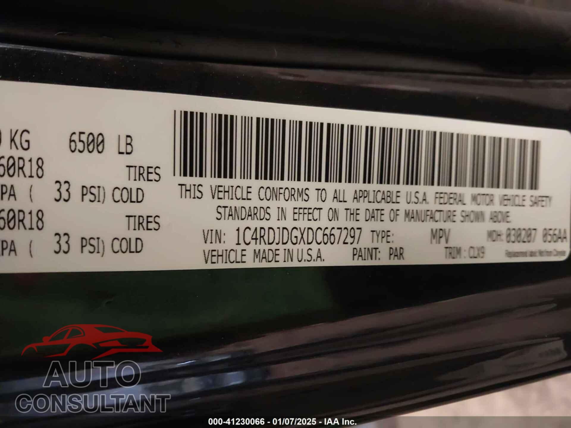 DODGE DURANGO 2013 - 1C4RDJDGXDC667297