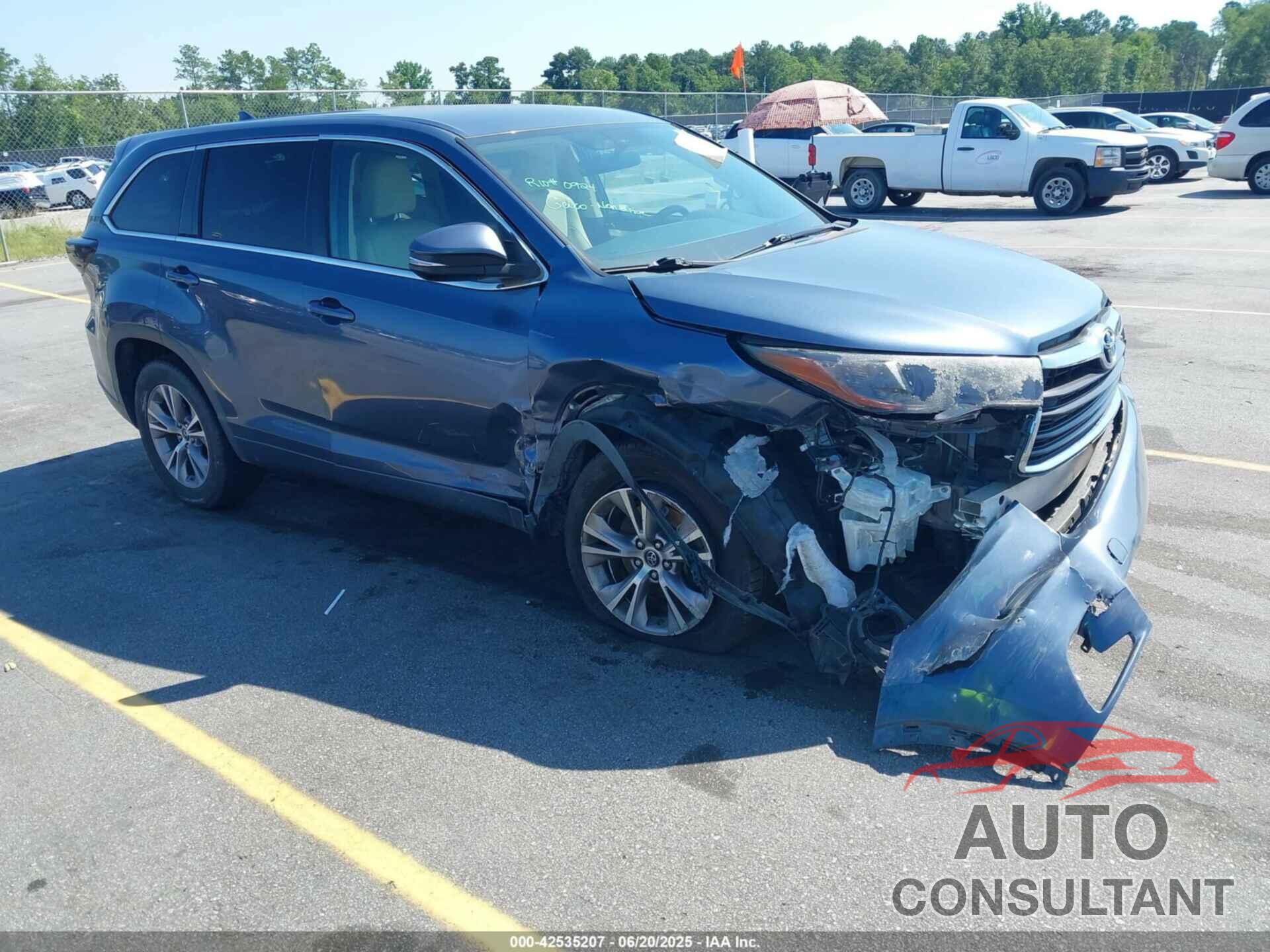 TOYOTA HIGHLANDER 2016 - 5TDZKRFH2GS141324