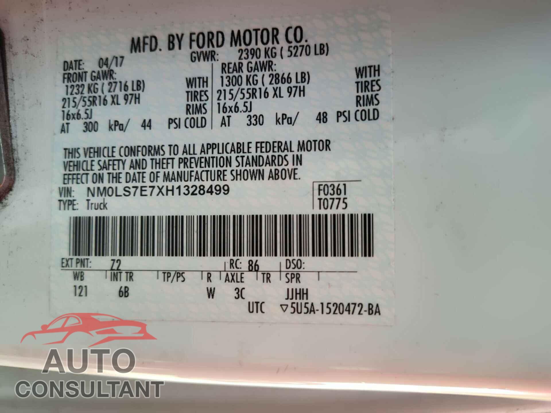 FORD TRANSIT CONNECT 2017 - NM0LS7E7XH1328499