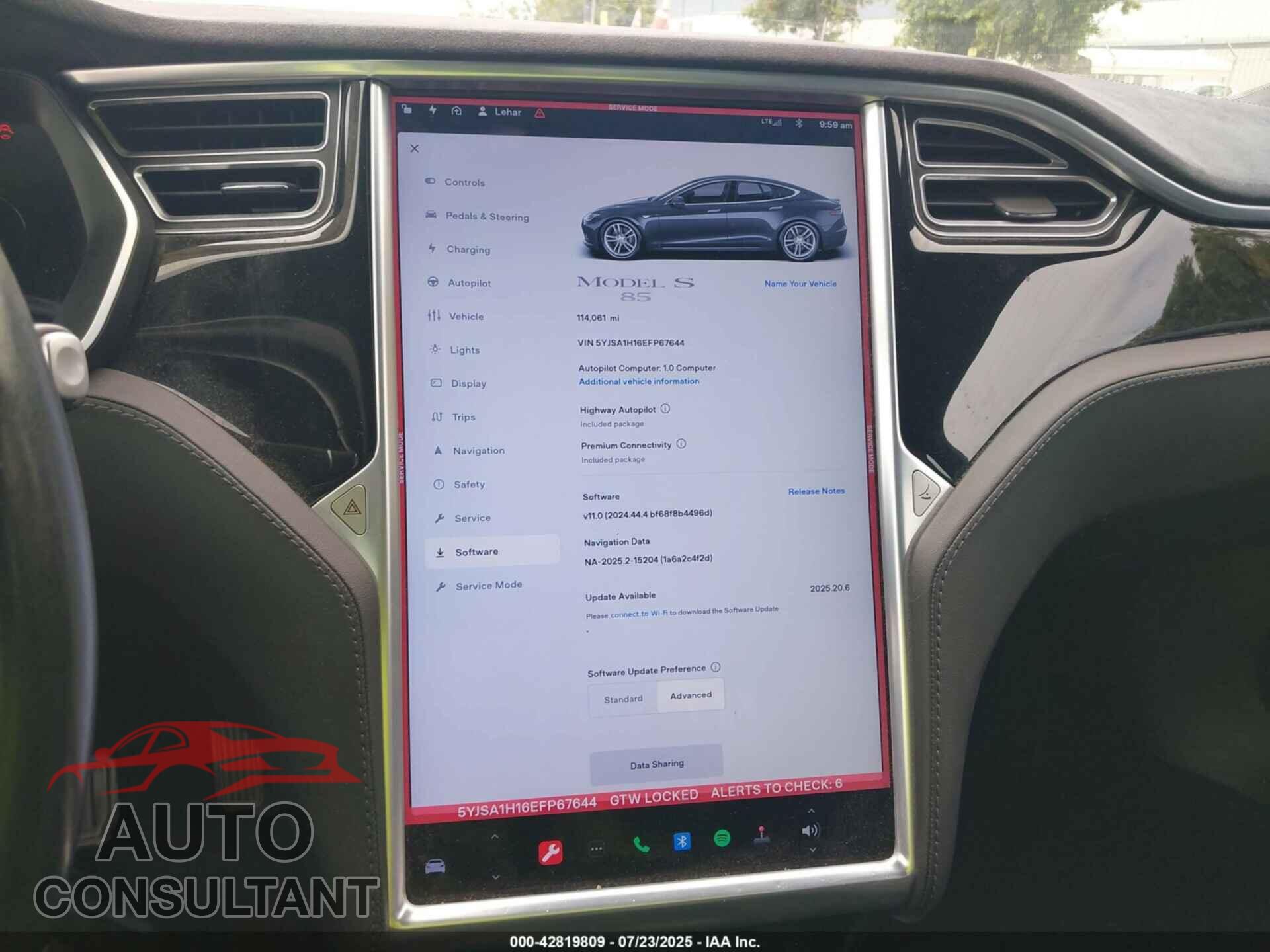 TESLA MODEL S 2014 - 5YJSA1H16EFP67644