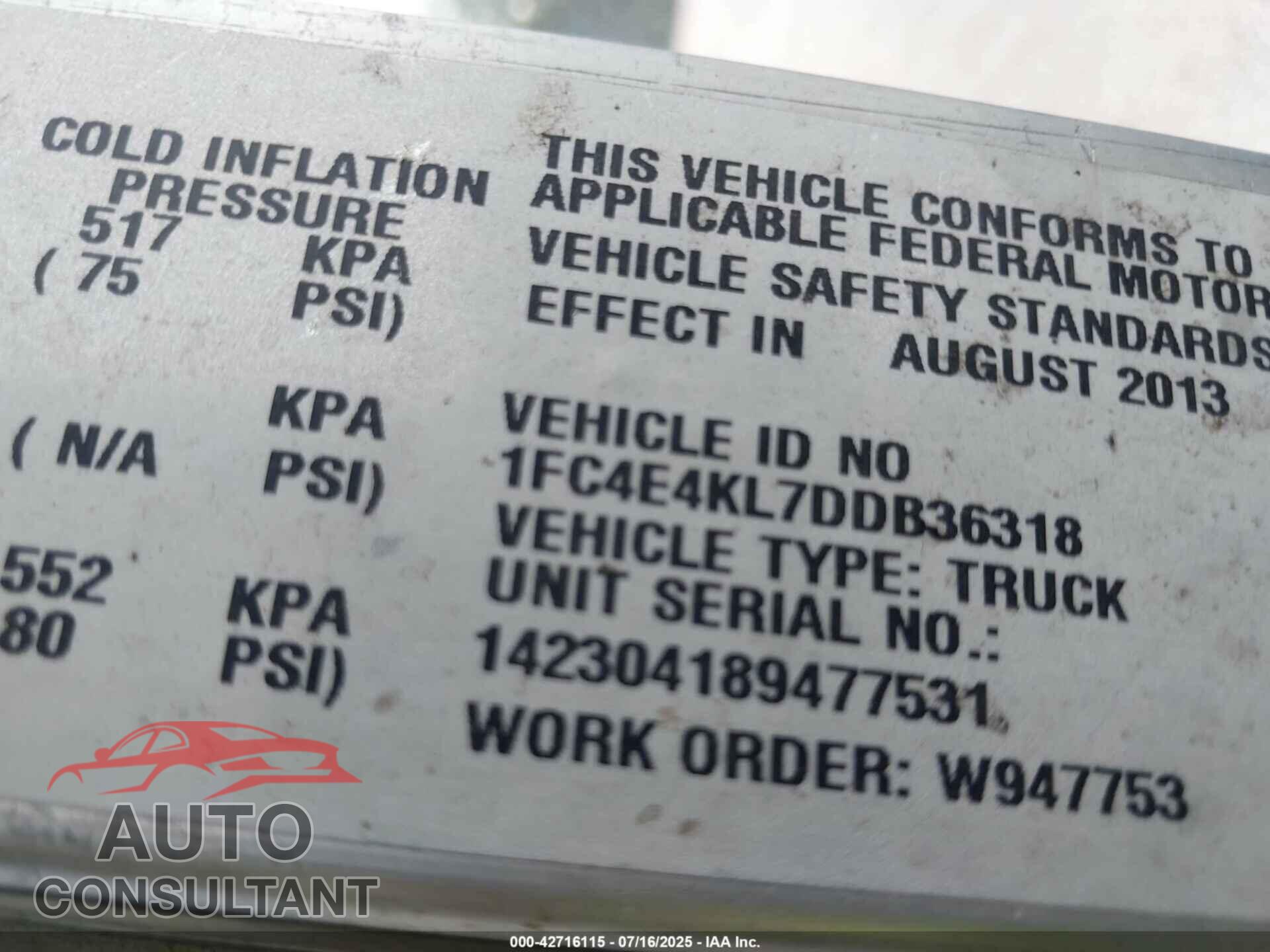 FORD E-450 STRIPPED 2013 - 1FC4E4KL7DDB36318
