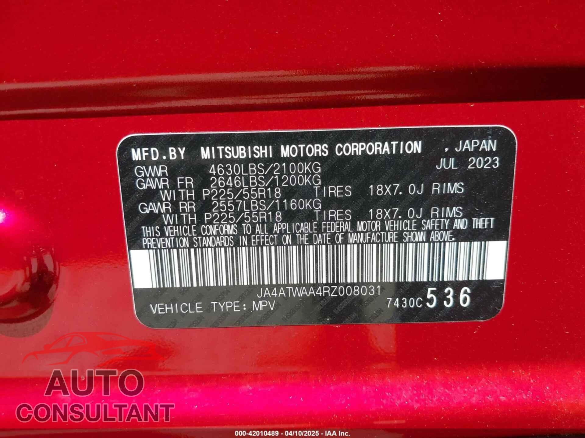 MITSUBISHI ECLIPSE CROSS 2024 - JA4ATWAA4RZ008031