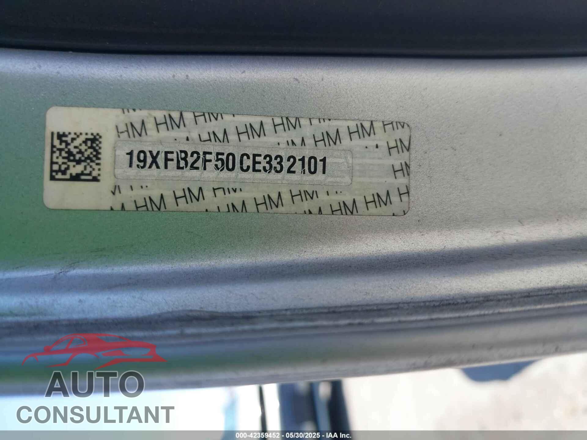 HONDA CIVIC 2012 - 19XFB2F50CE332101