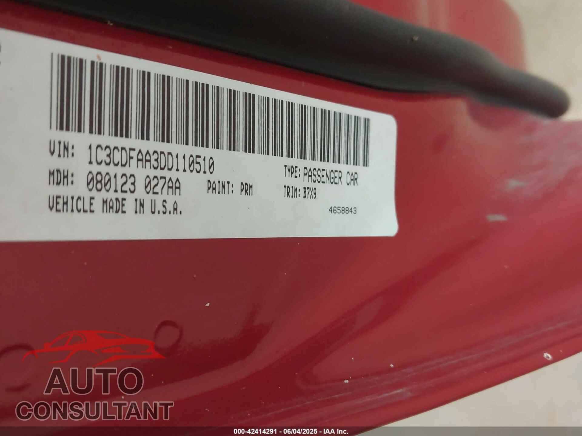 DODGE DART 2013 - 1C3CDFAA3DD110510