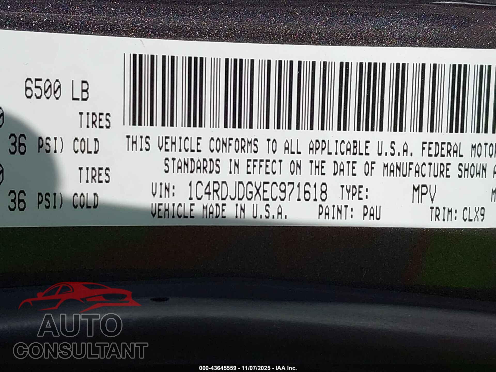 DODGE DURANGO 2014 - 1C4RDJDGXEC971618