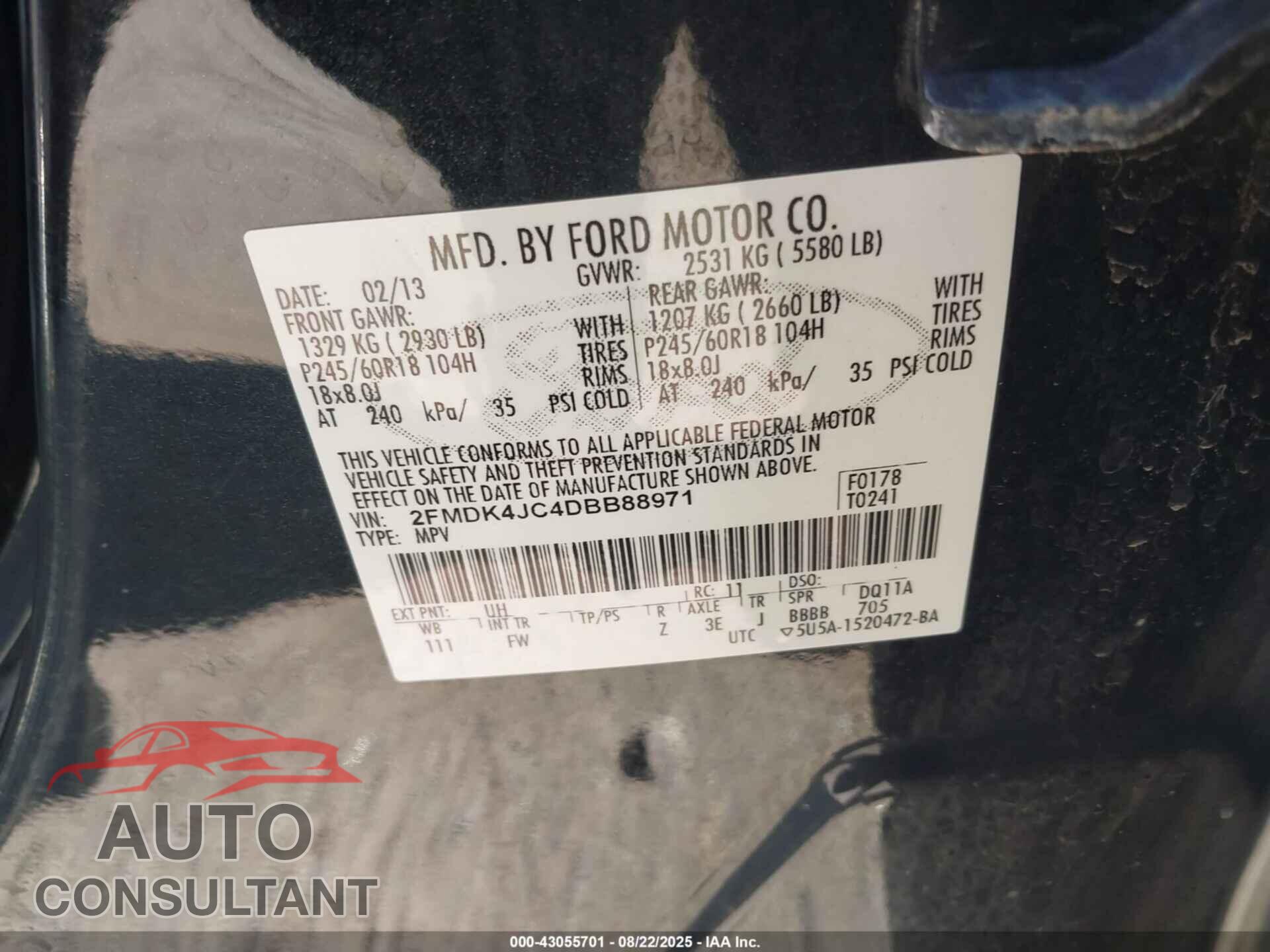 FORD EDGE 2013 - 2FMDK4JC4DBB88971