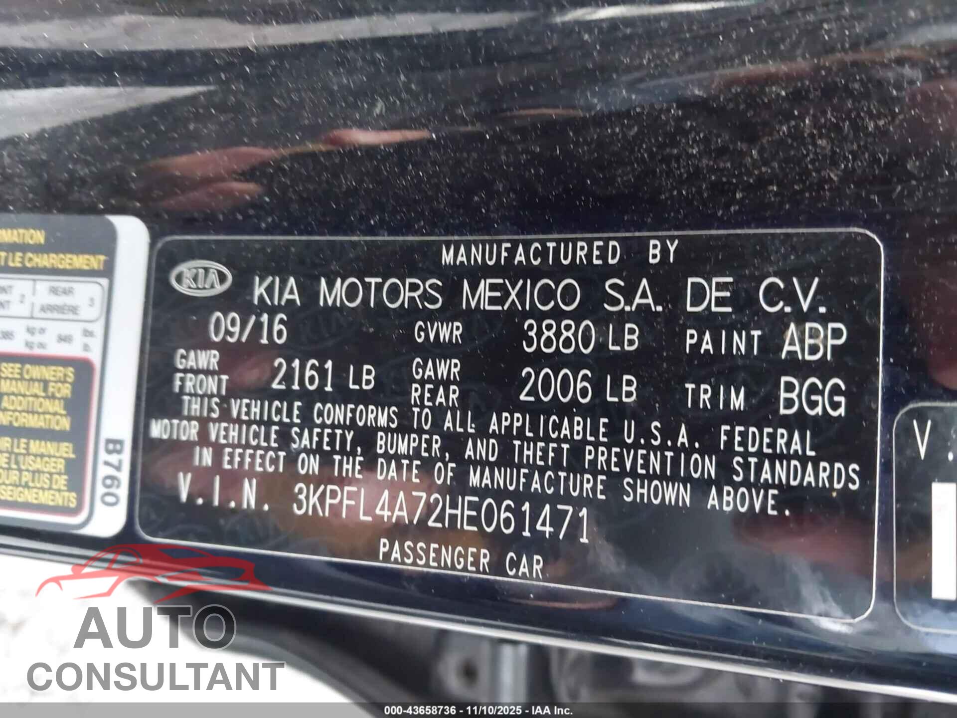 KIA FORTE 2017 - 3KPFL4A72HE061471