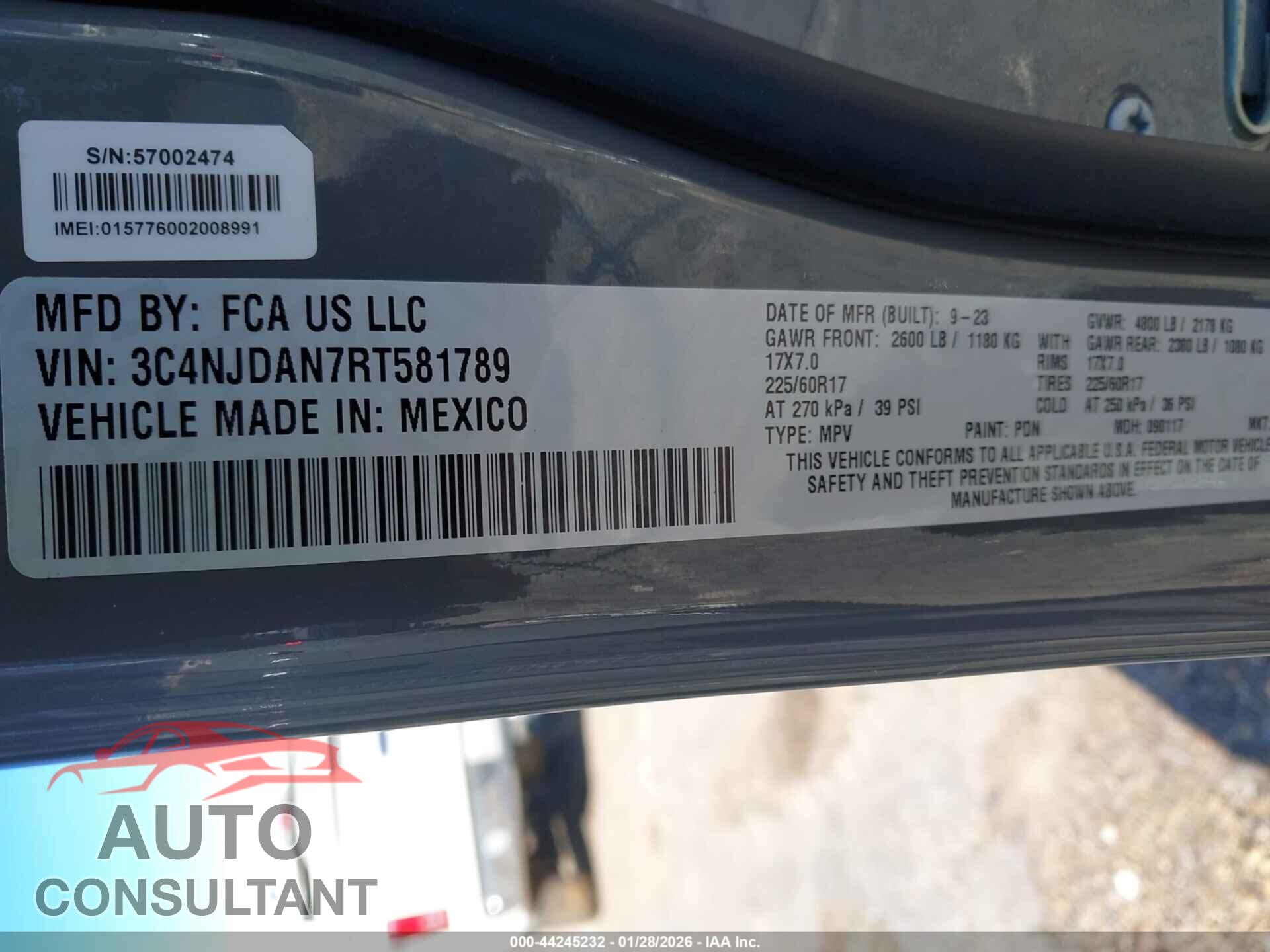 JEEP COMPASS 2024 - 3C4NJDAN7RT581789