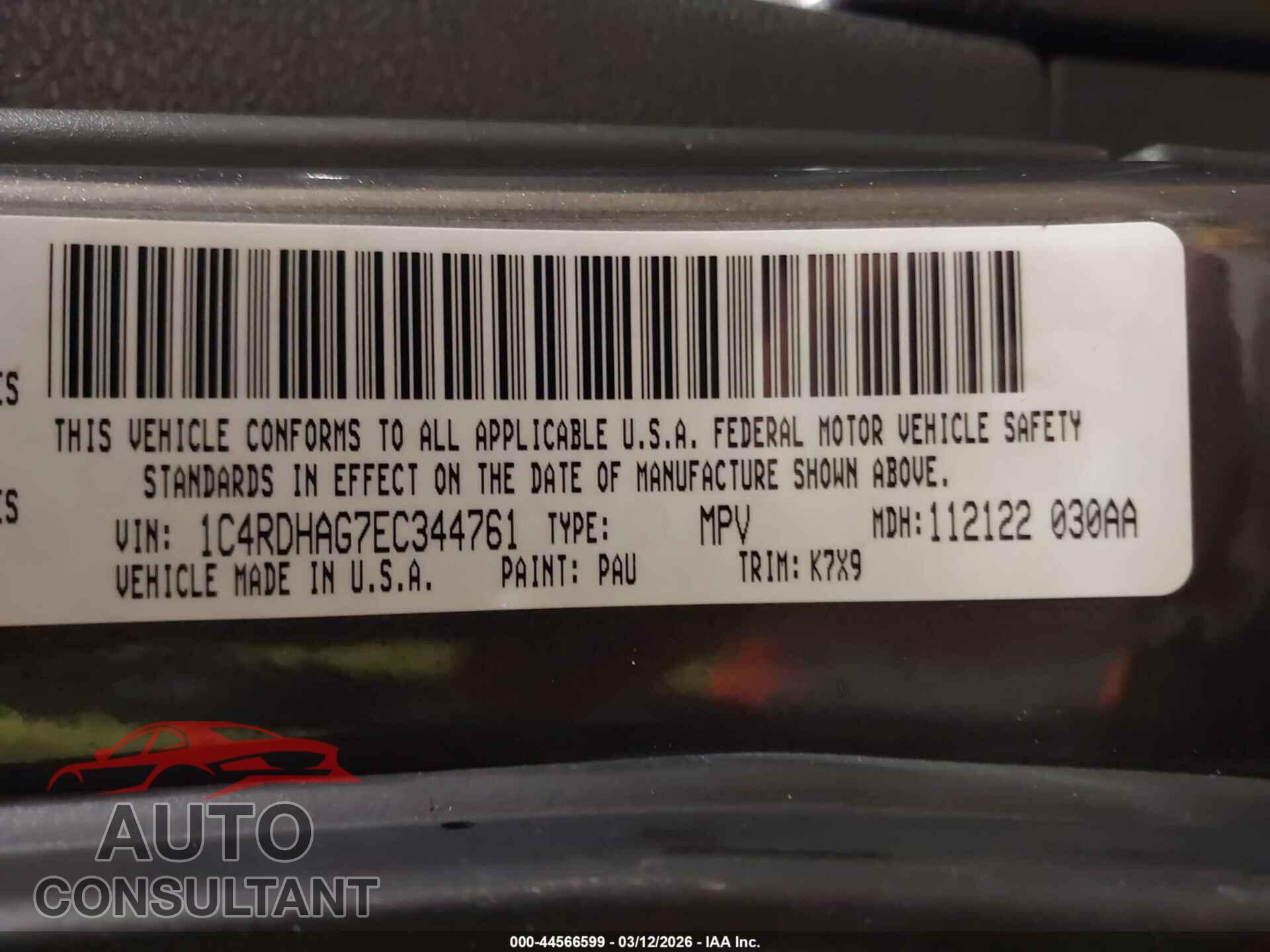 DODGE DURANGO 2014 - 1C4RDHAG7EC344761