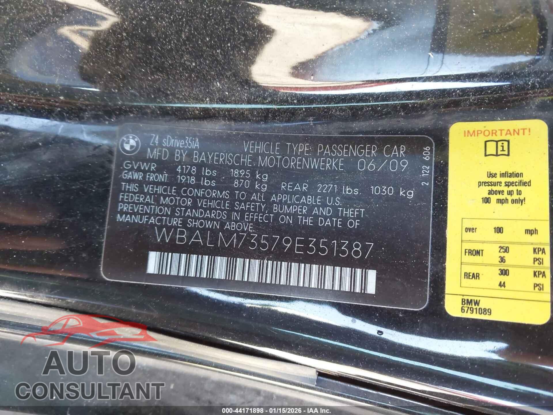 BMW Z4 2009 - WBALM73579E351387