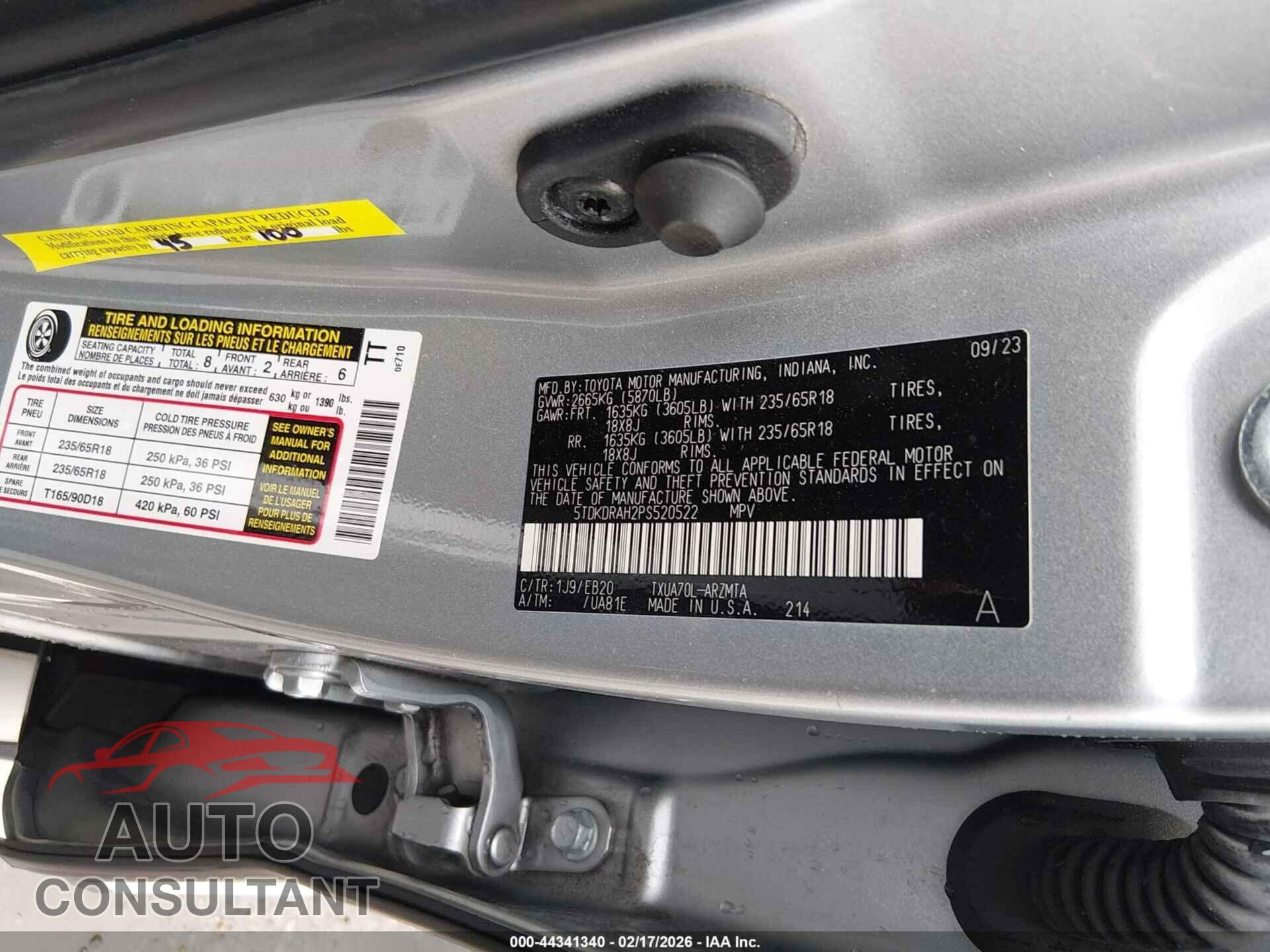 TOYOTA HIGHLANDER 2023 - 5TDKDRAH2PS520522
