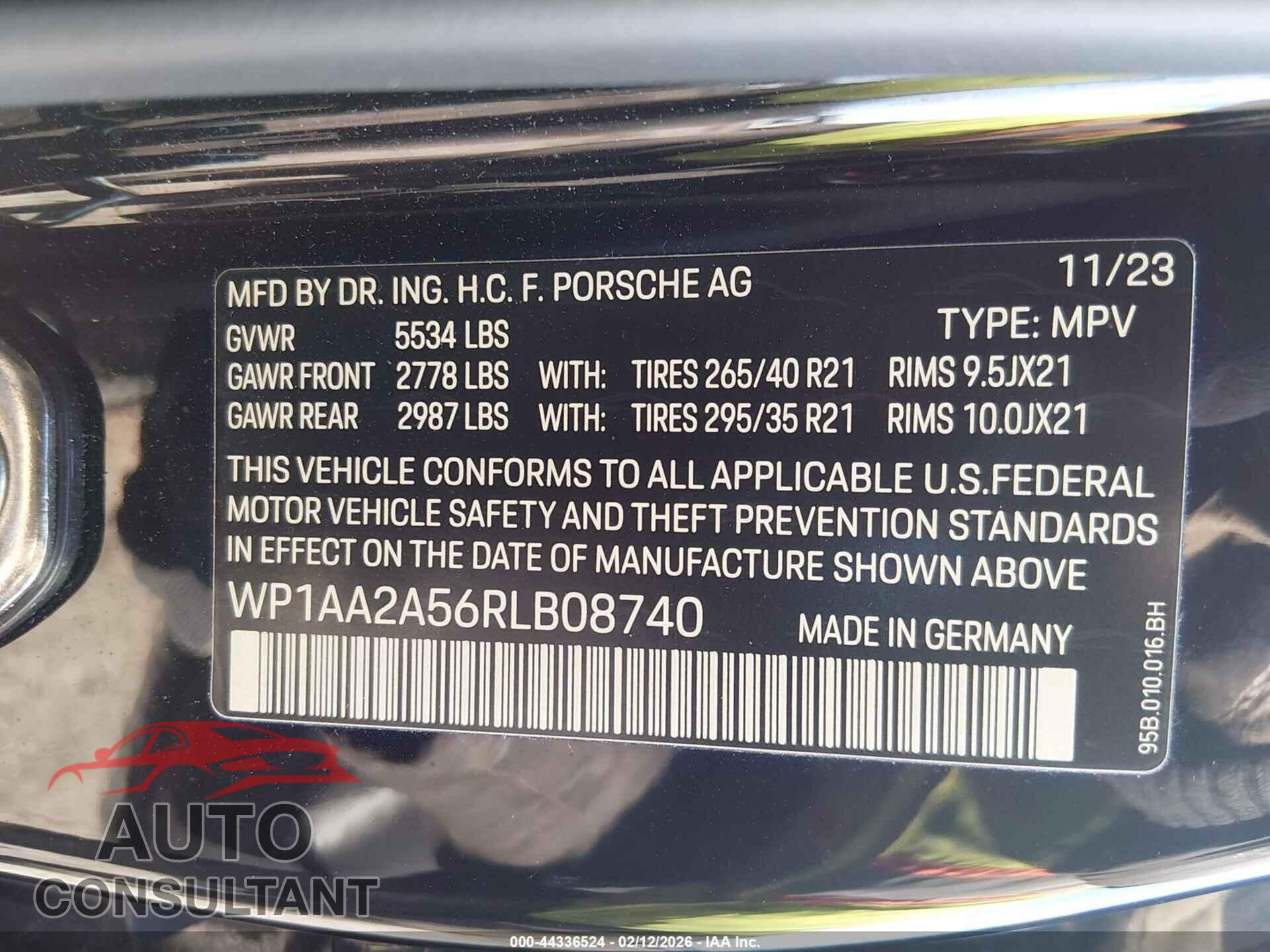 PORSCHE MACAN 2024 - WP1AA2A56RLB08740