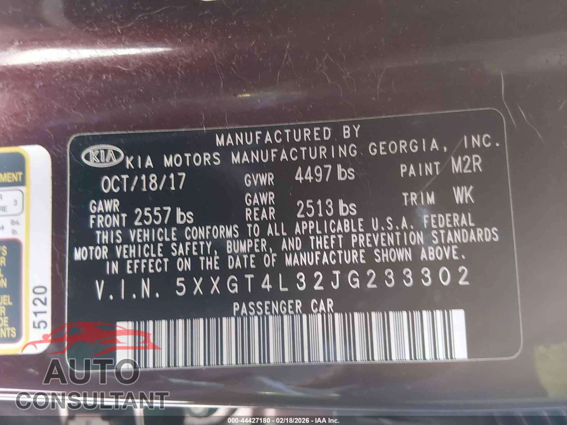 KIA OPTIMA 2018 - 5XXGT4L32JG233302