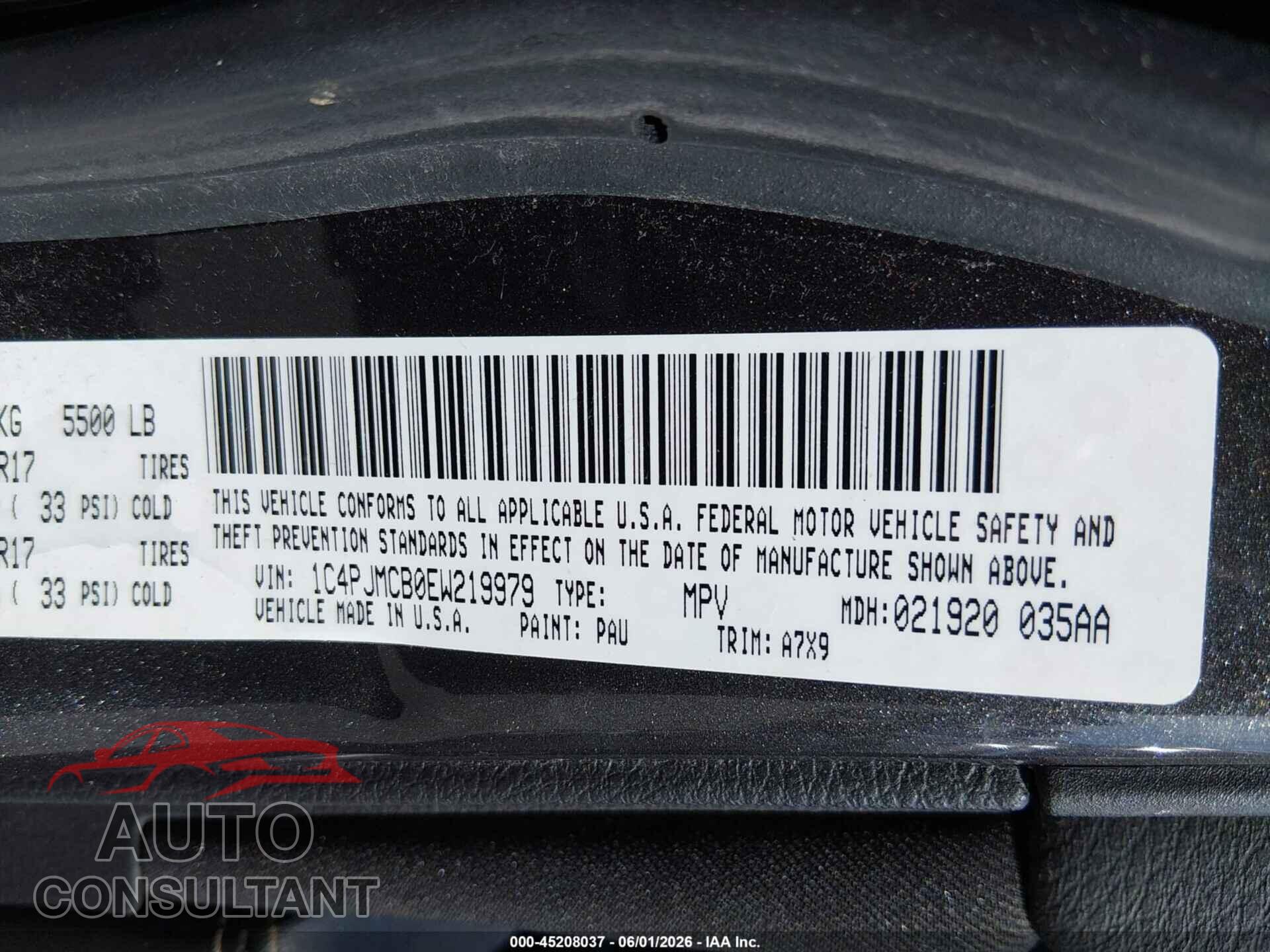JEEP CHEROKEE 2014 - 1C4PJMCB0EW219979