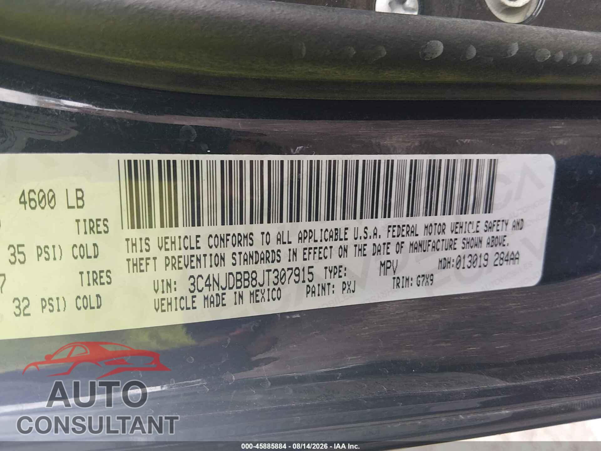 JEEP COMPASS 2018 - 3C4NJDBB8JT307915