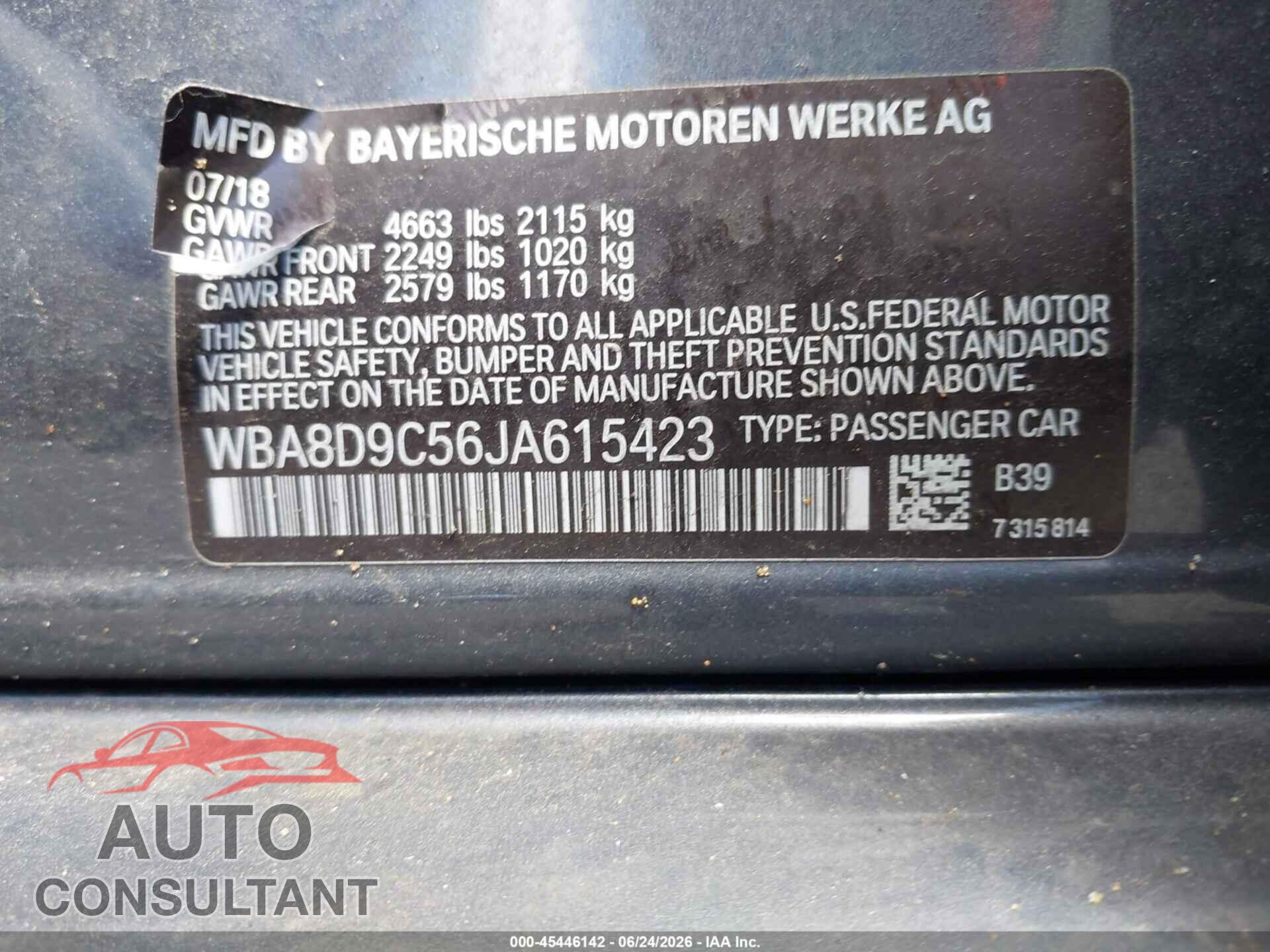 BMW 330I 2018 - WBA8D9C56JA615423
