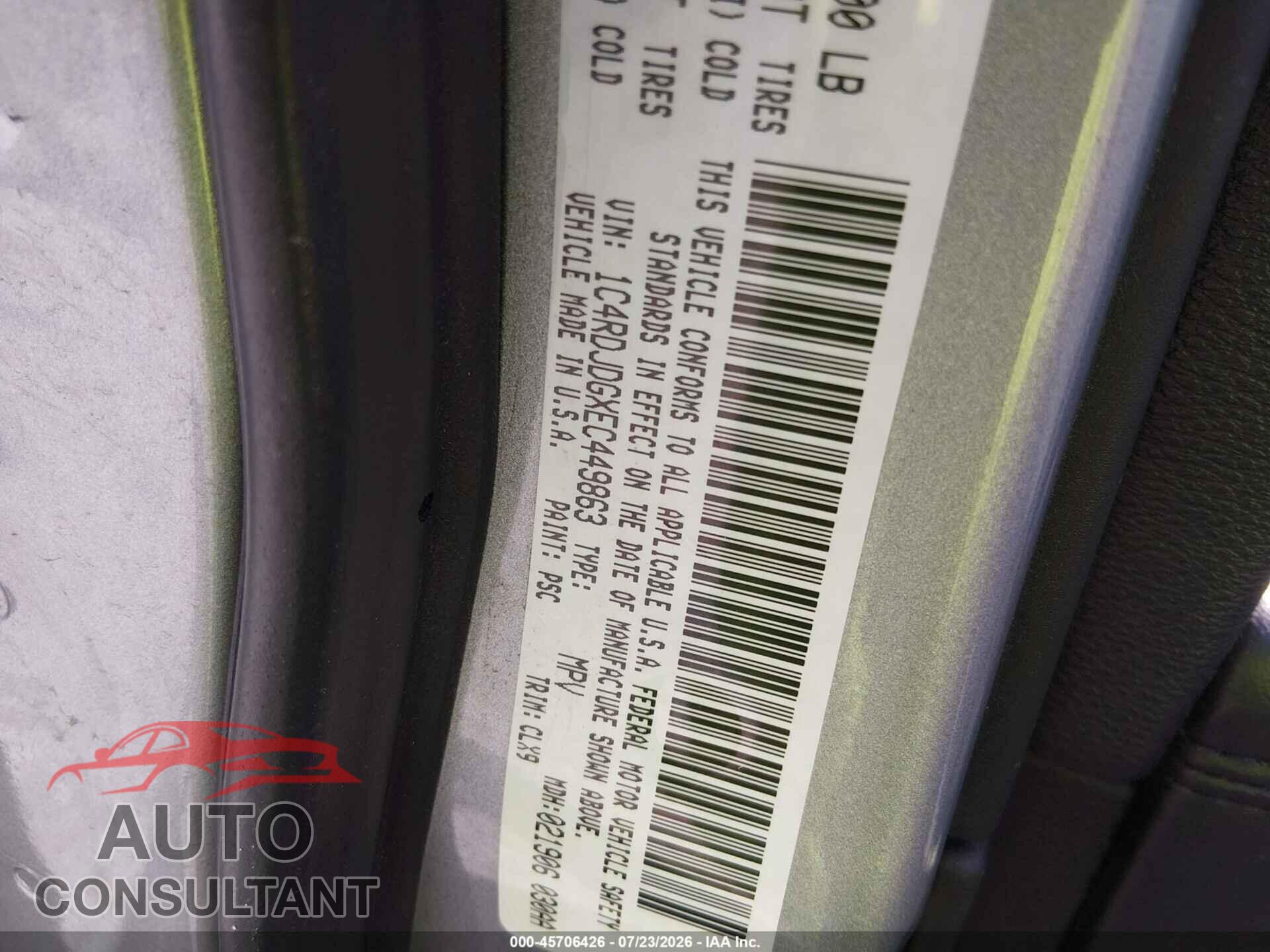 DODGE DURANGO 2014 - 1C4RDJDGXEC449863