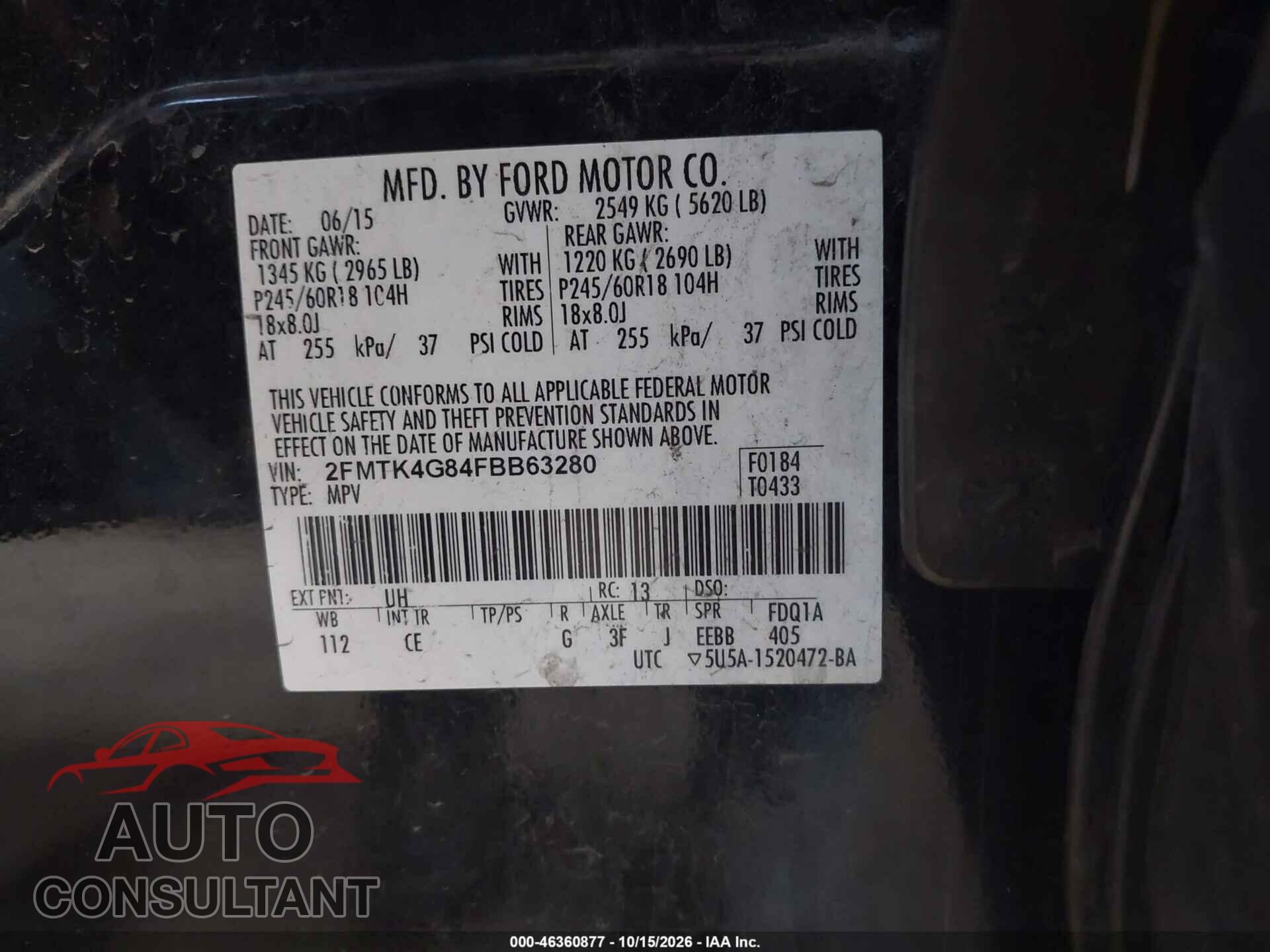 FORD EDGE 2015 - 2FMTK4G84FBB63280