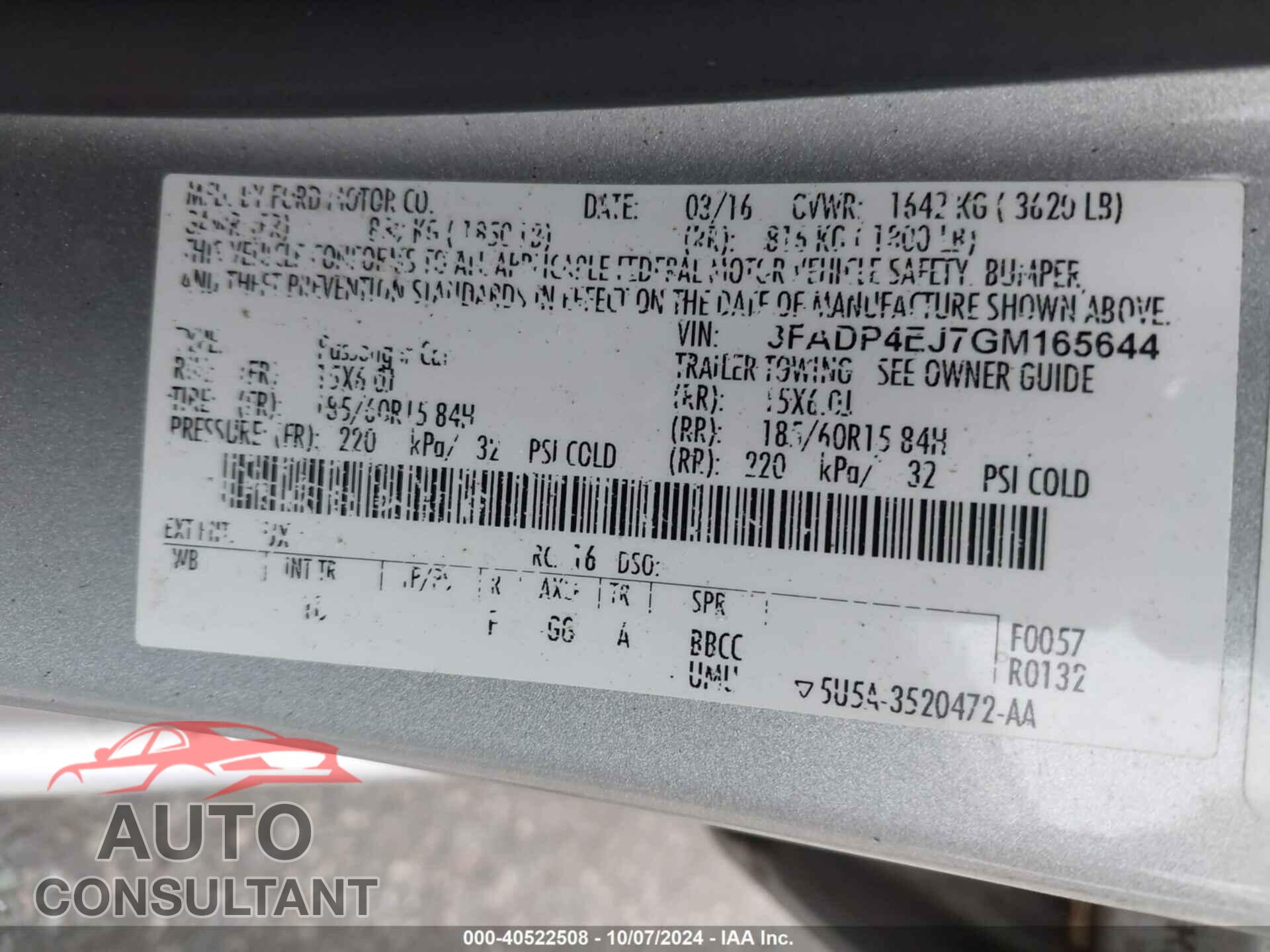 FORD FIESTA 2016 - 3FADP4EJ7GM165644