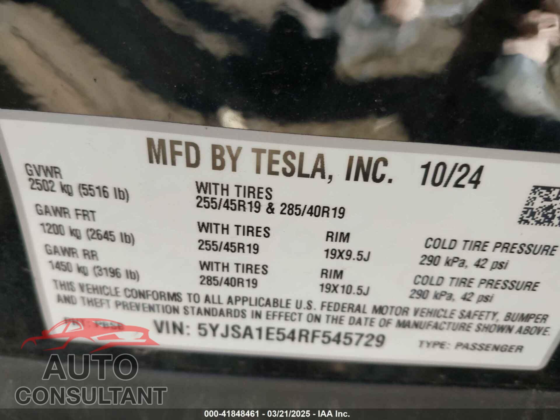 TESLA MODEL S 2024 - 5YJSA1E54RF545729