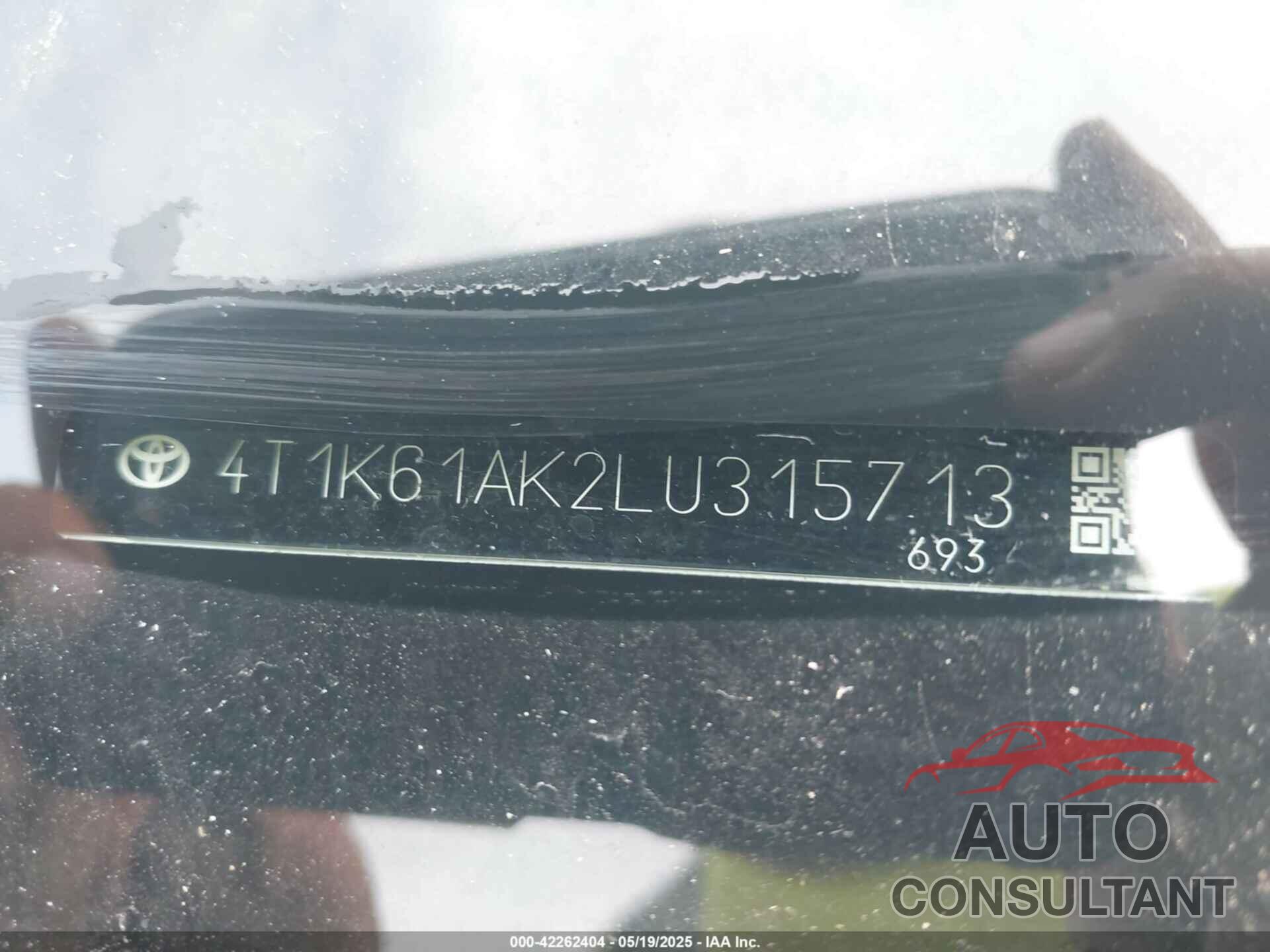 TOYOTA CAMRY 2020 - 4T1K61AK2LU315713
