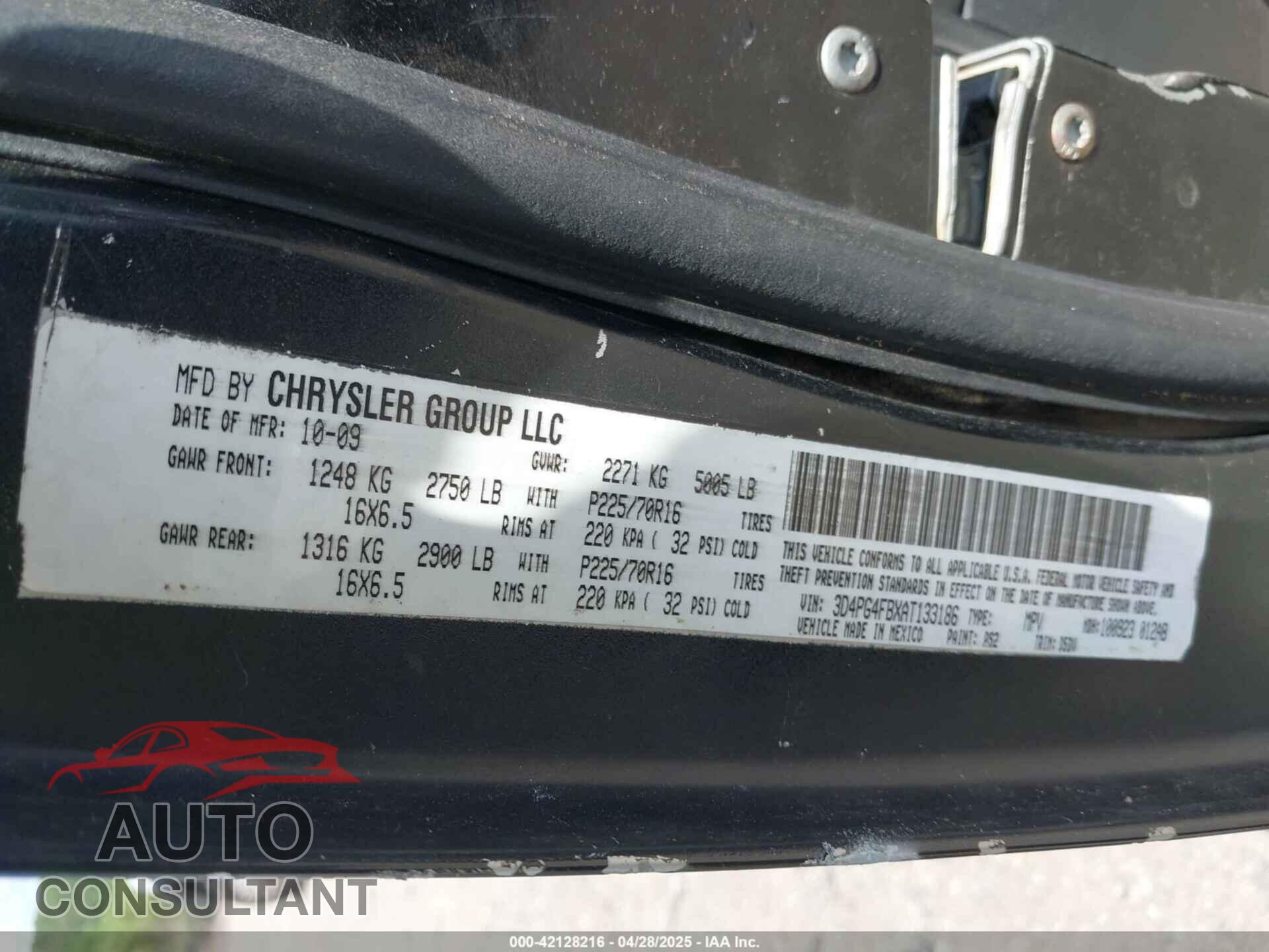DODGE JOURNEY 2012 - 3C4PDCBB2CT373891