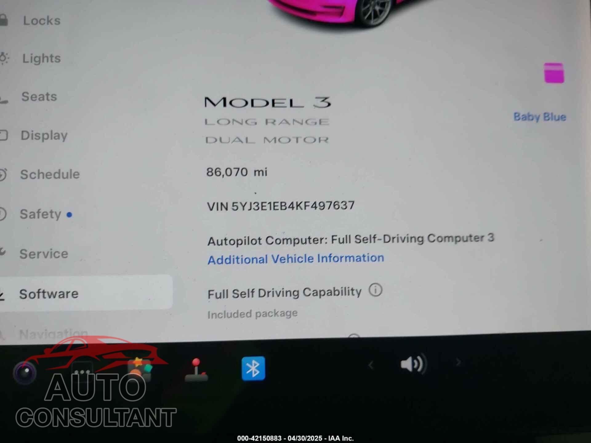 TESLA MODEL 3 2019 - 5YJ3E1EB4KF497637