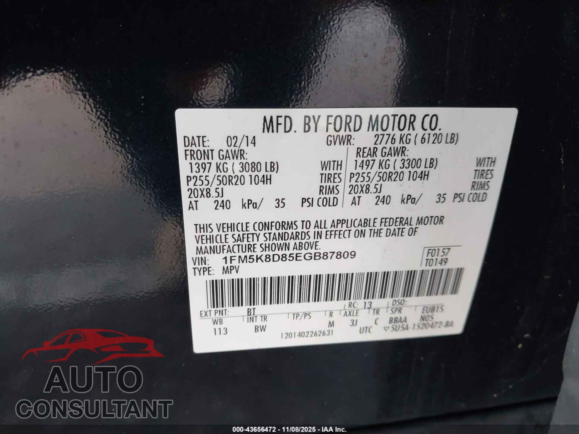 FORD EXPLORER 2014 - 1FM5K8D85EGB87809