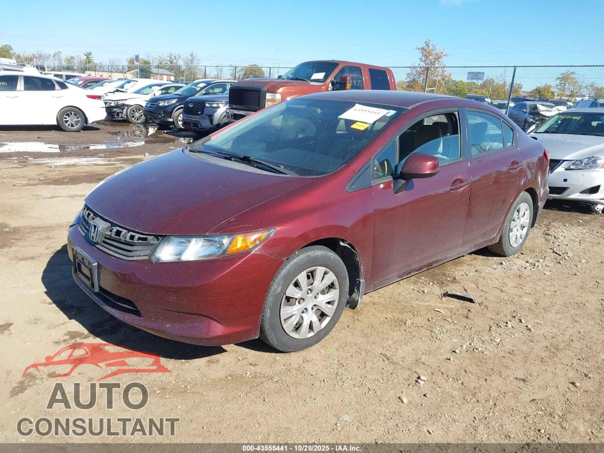 HONDA CIVIC 2012 - 19XFB2F52CE077628