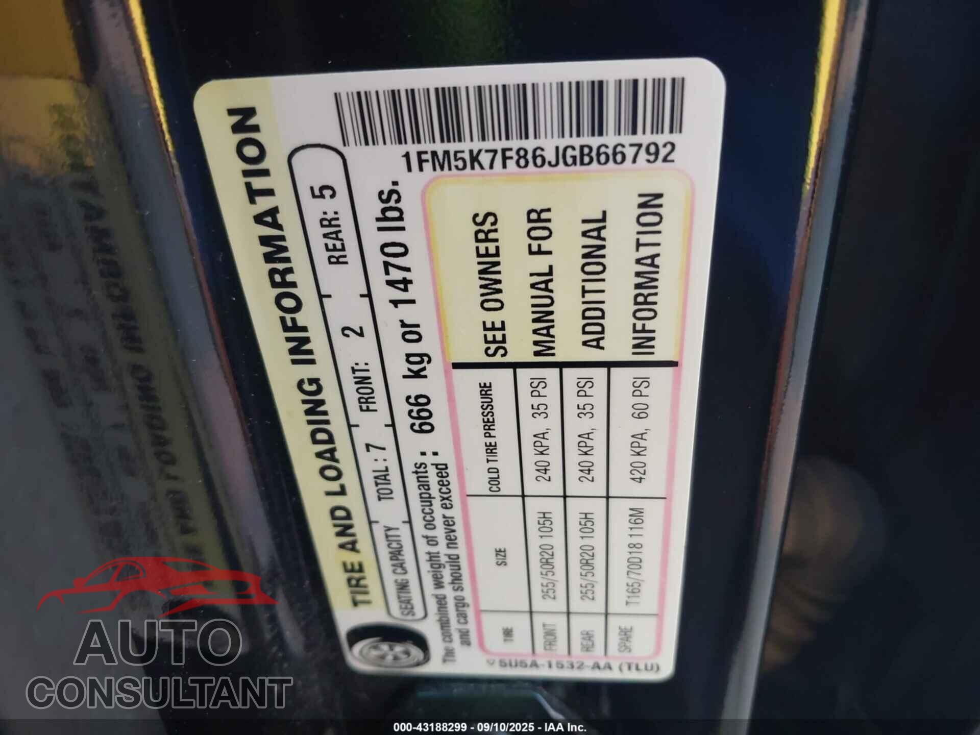 FORD EXPLORER 2018 - 1FM5K7F86JGB66792