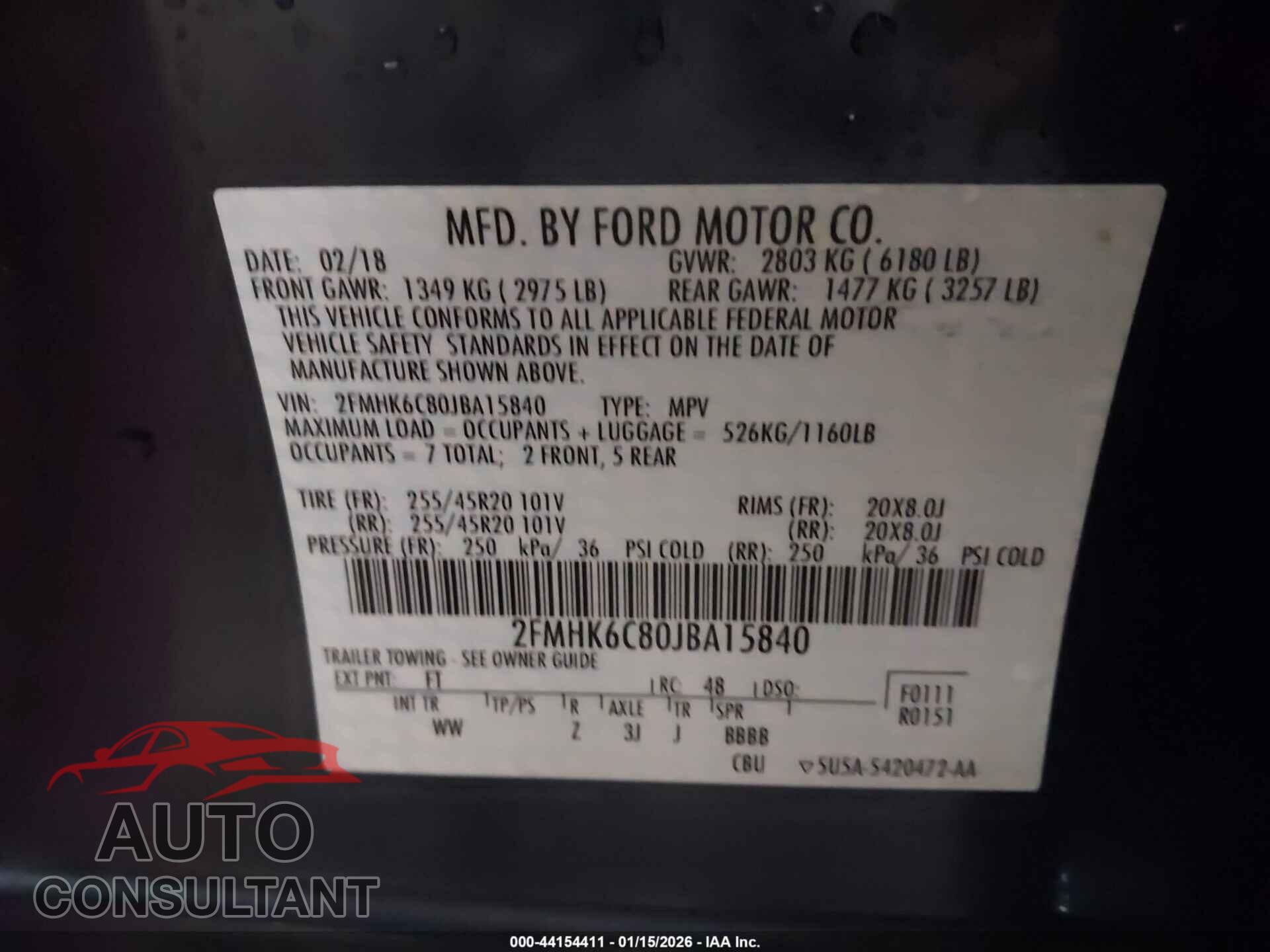 FORD FLEX 2018 - 2FMHK6C80JBA15840