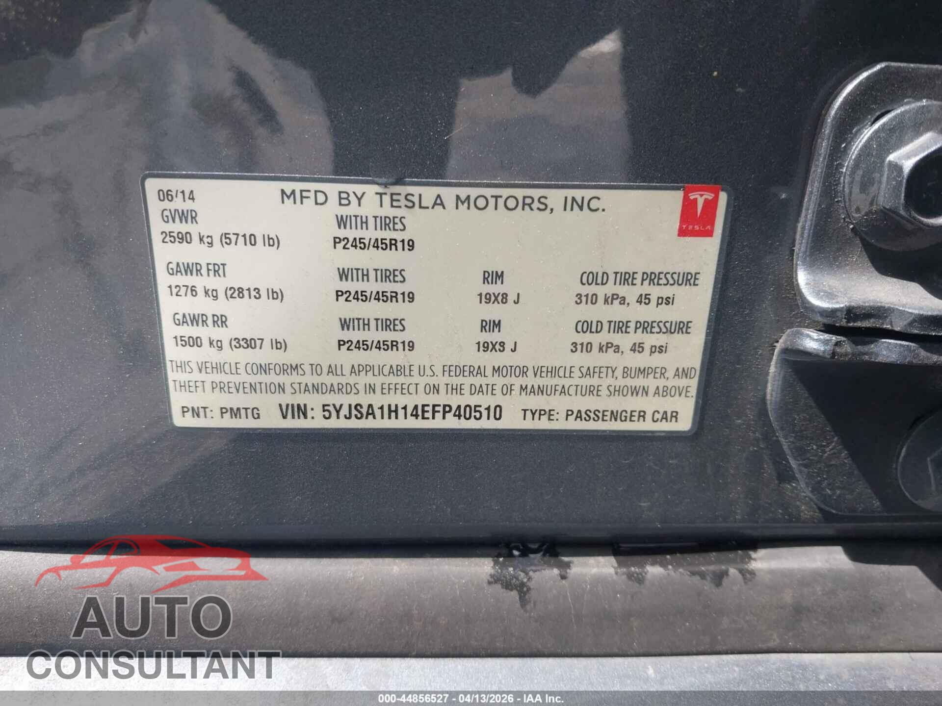 TESLA MODEL S 2014 - 5YJSA1H14EFP40510