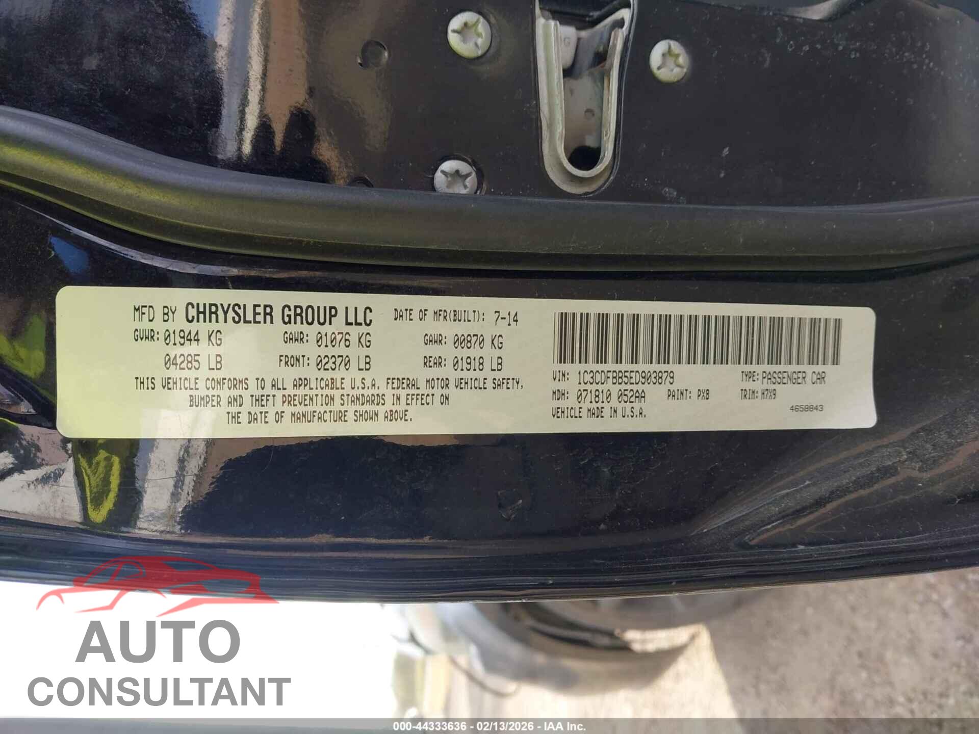 DODGE DART 2014 - 1C3CDFBB5ED903879