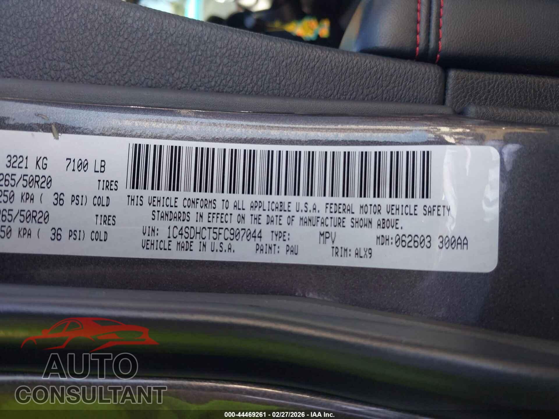 DODGE DURANGO 2015 - 1C4SDHCT5FC907044