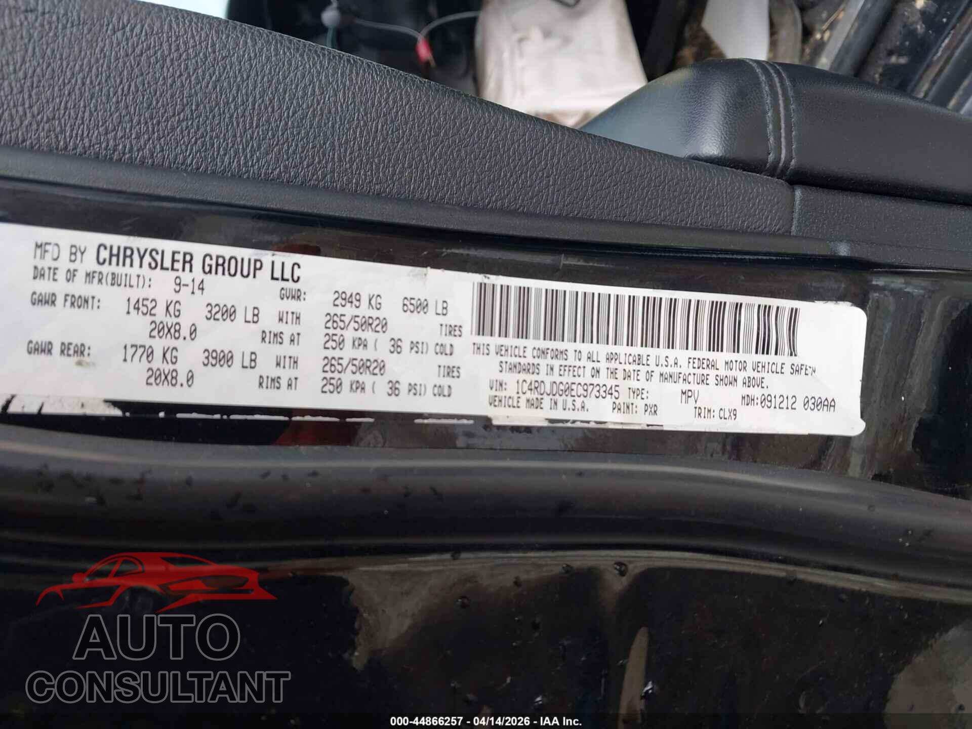 DODGE DURANGO 2014 - 1C4RDJDG0EC973345