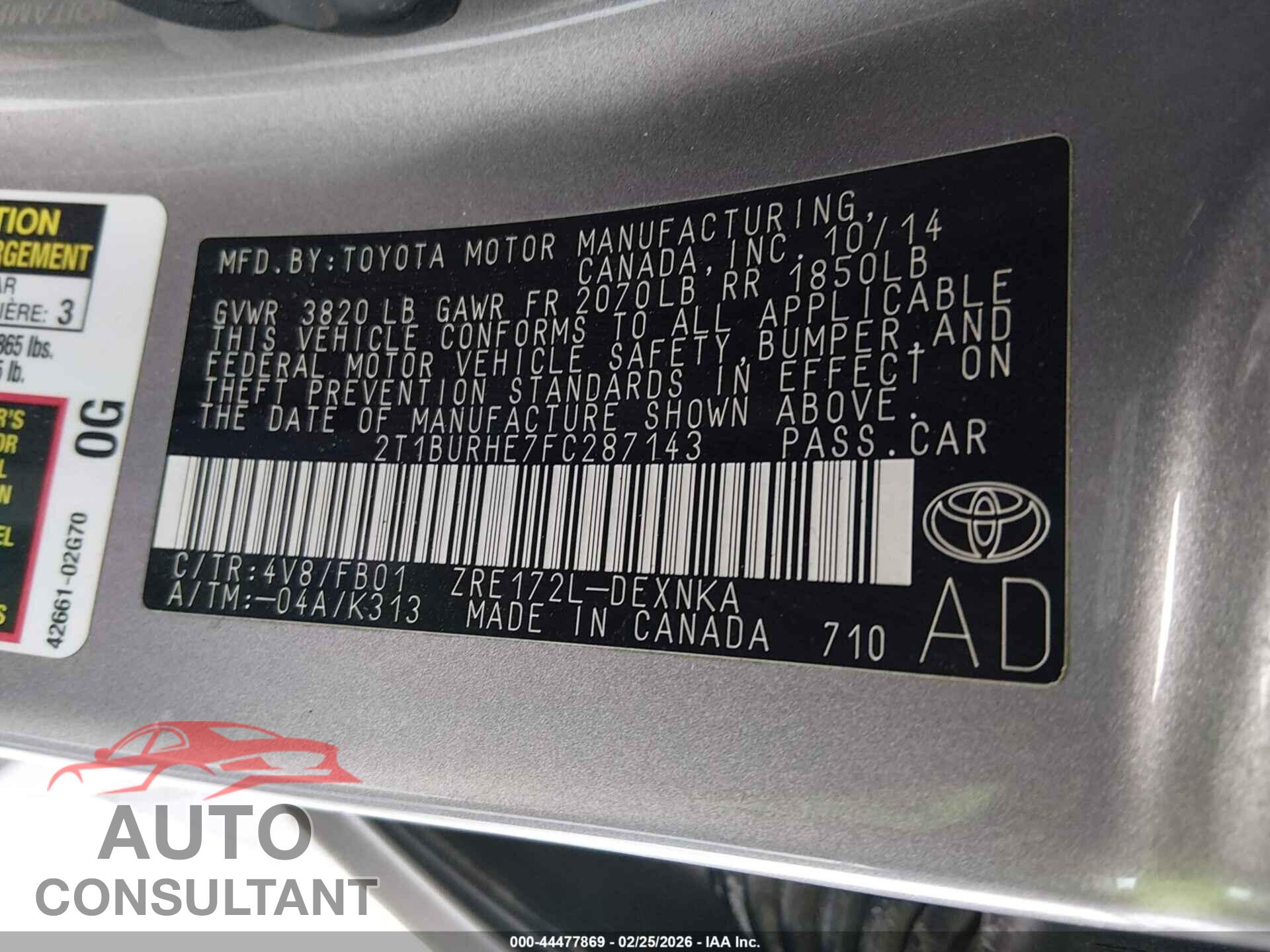 TOYOTA COROLLA 2015 - 2T1BURHE7FC287143