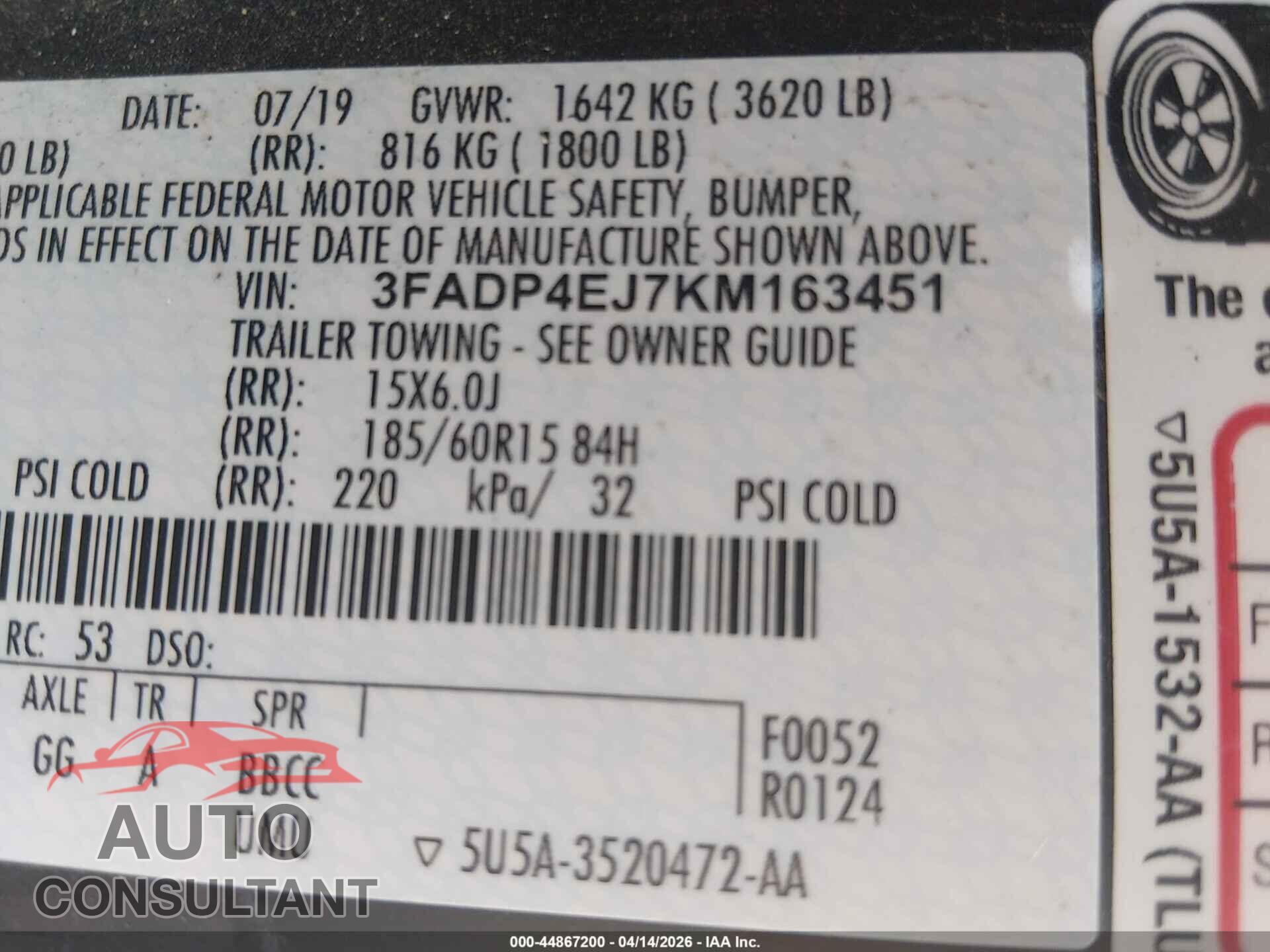 FORD FIESTA 2019 - 3FADP4EJ7KM163451