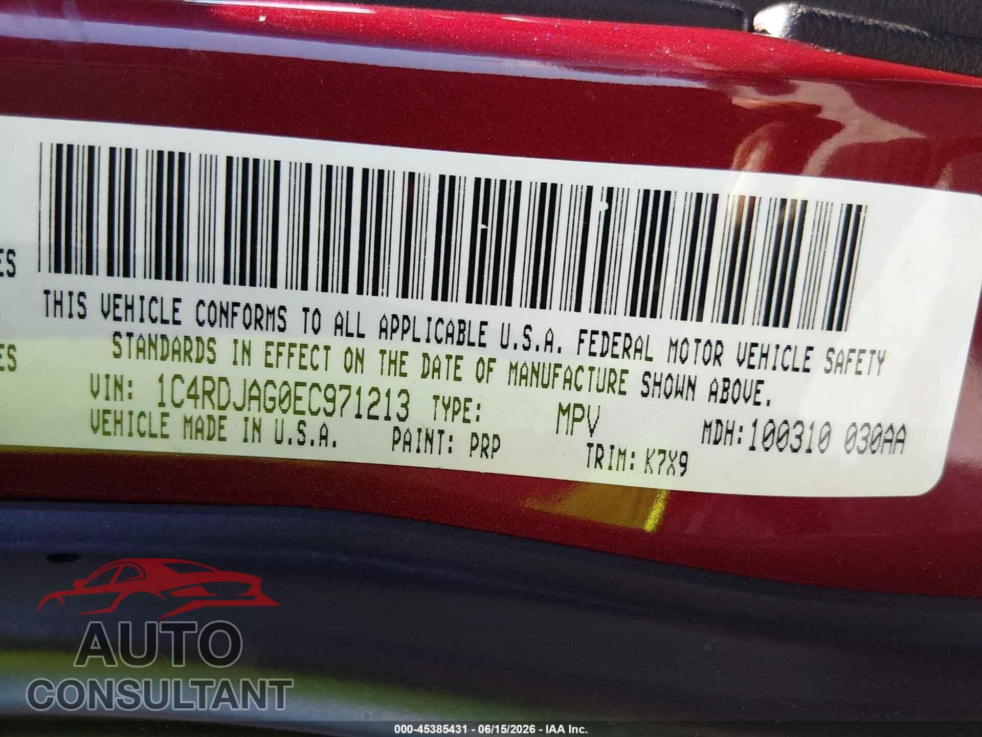 DODGE DURANGO 2014 - 1C4RDJAG0EC971213