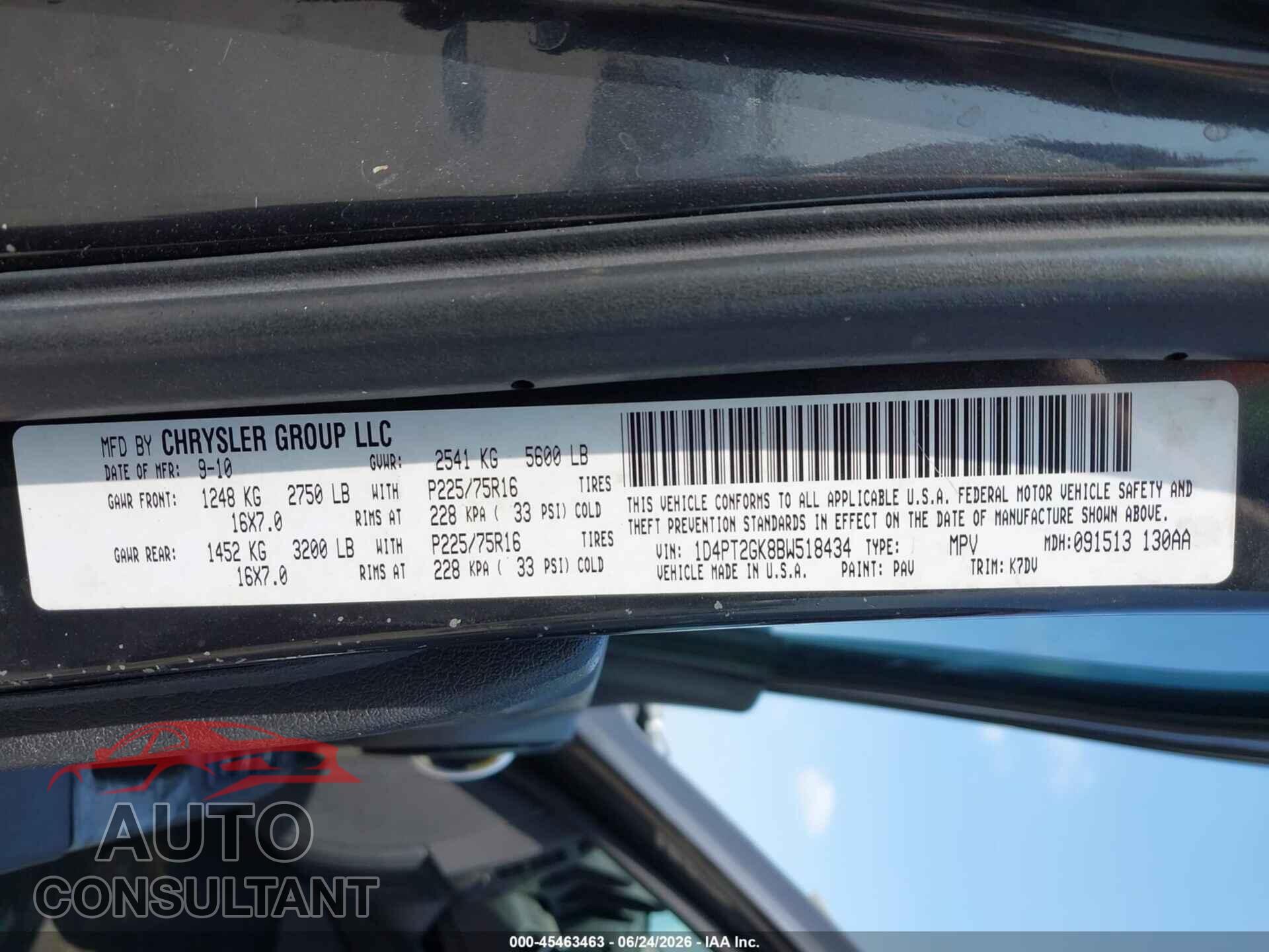 DODGE NITRO 2011 - 1D4PT2GK8BW518434