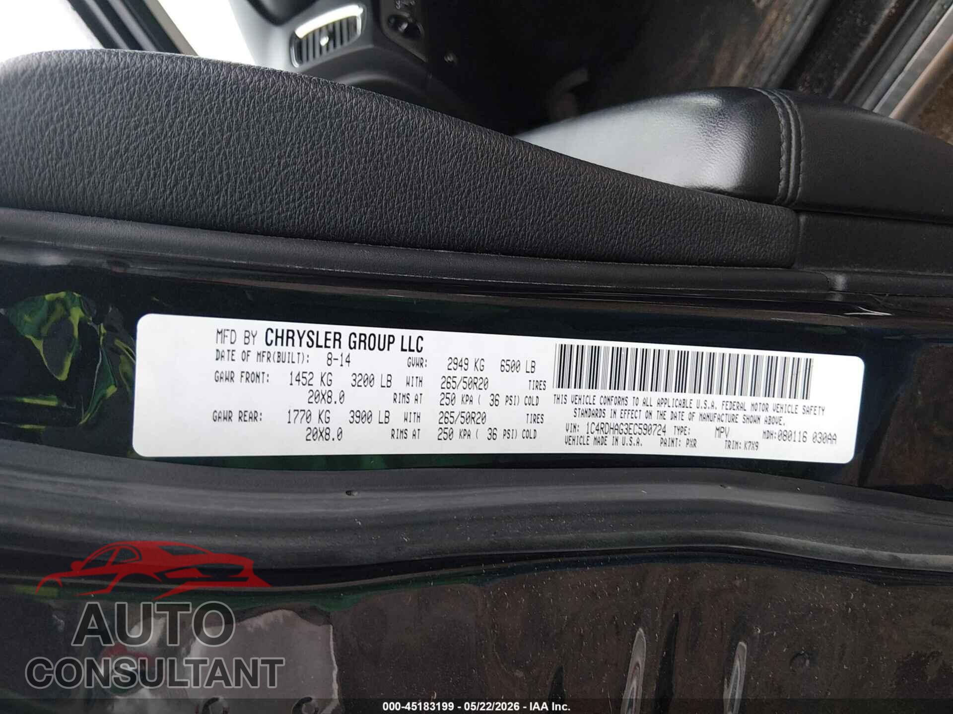 DODGE DURANGO 2014 - 1C4RDHAG3EC590724