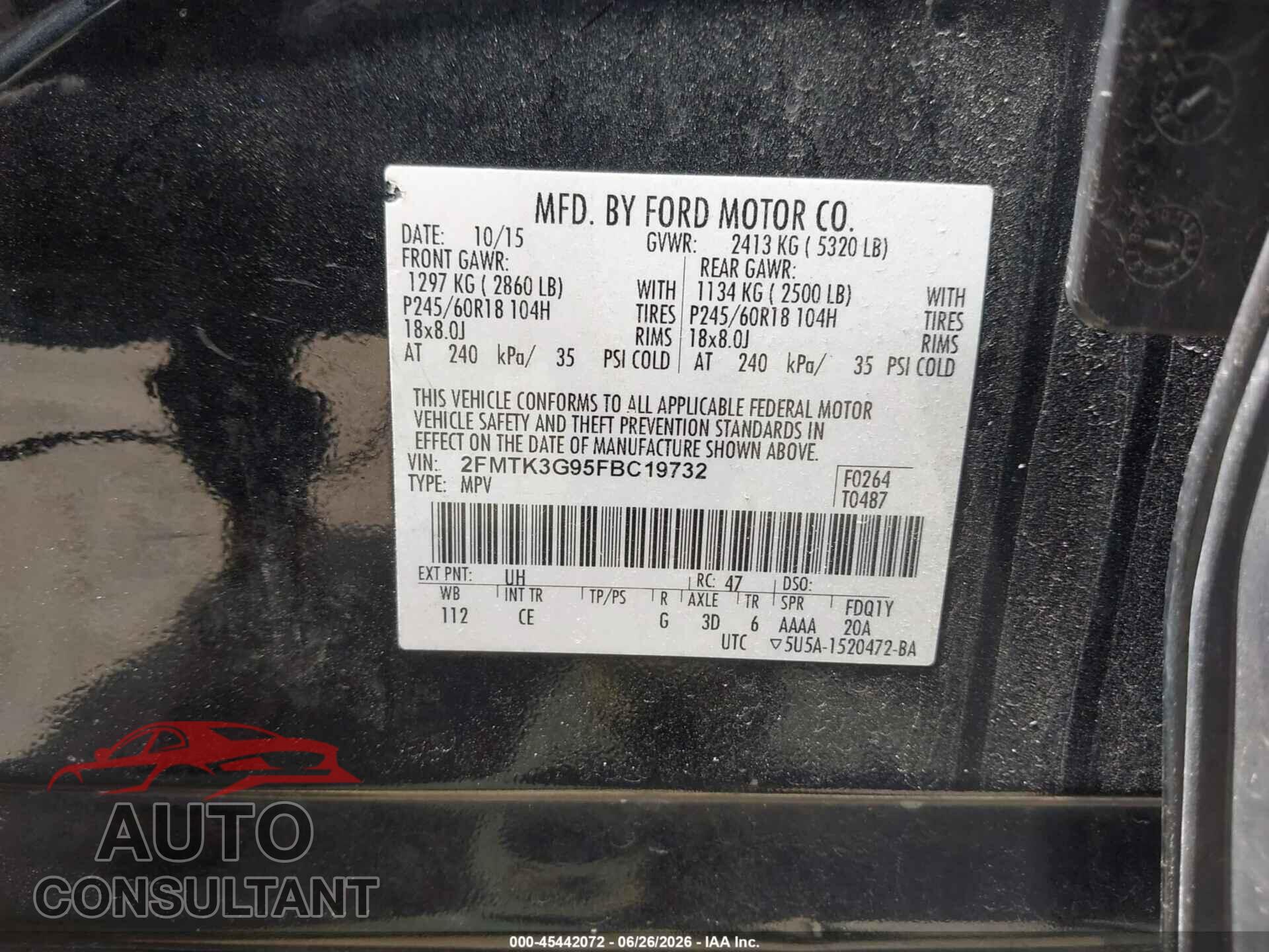 FORD EDGE 2015 - 2FMTK3G95FBC19732