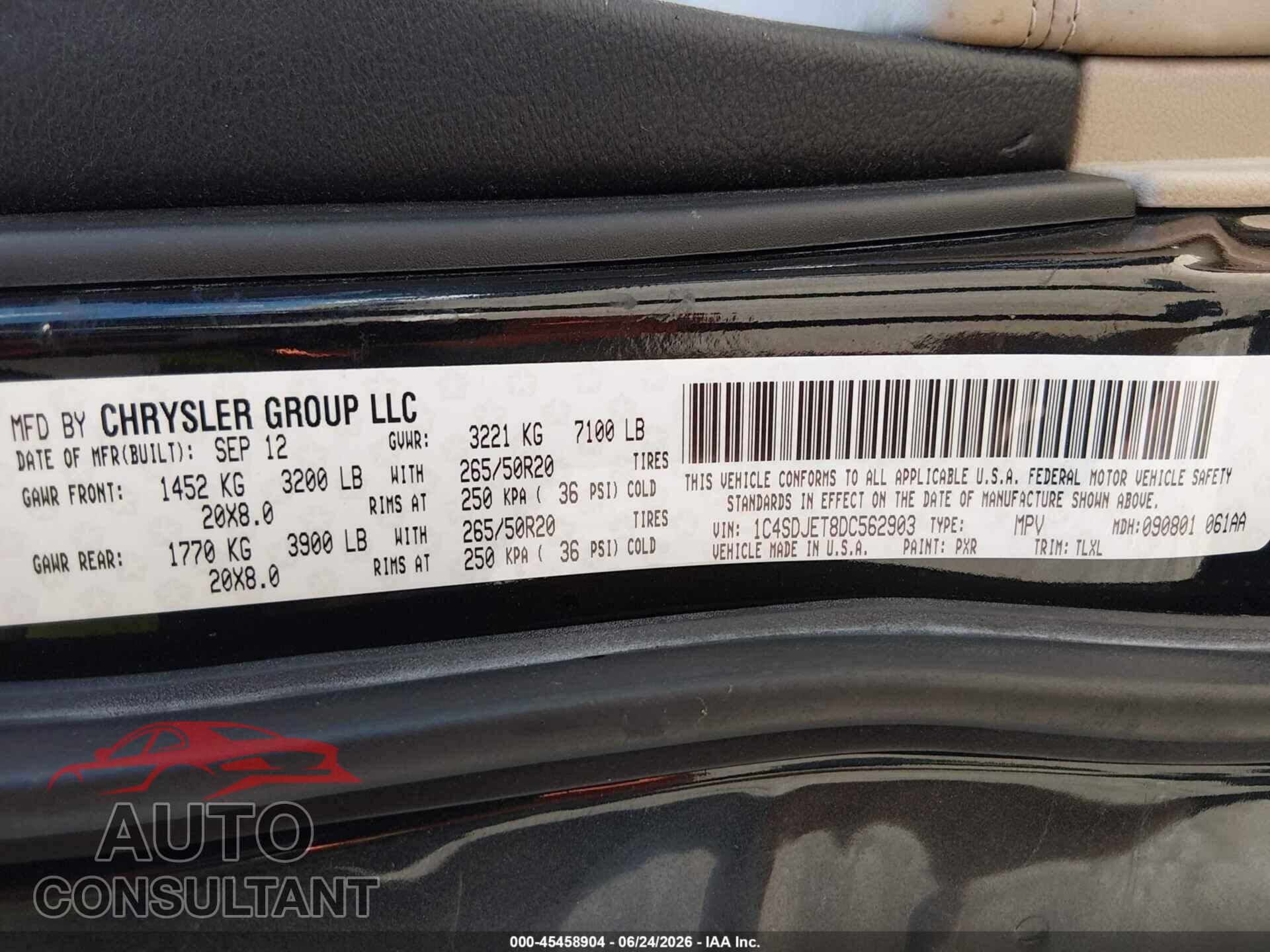 DODGE DURANGO 2013 - 1C4SDJET8DC562903