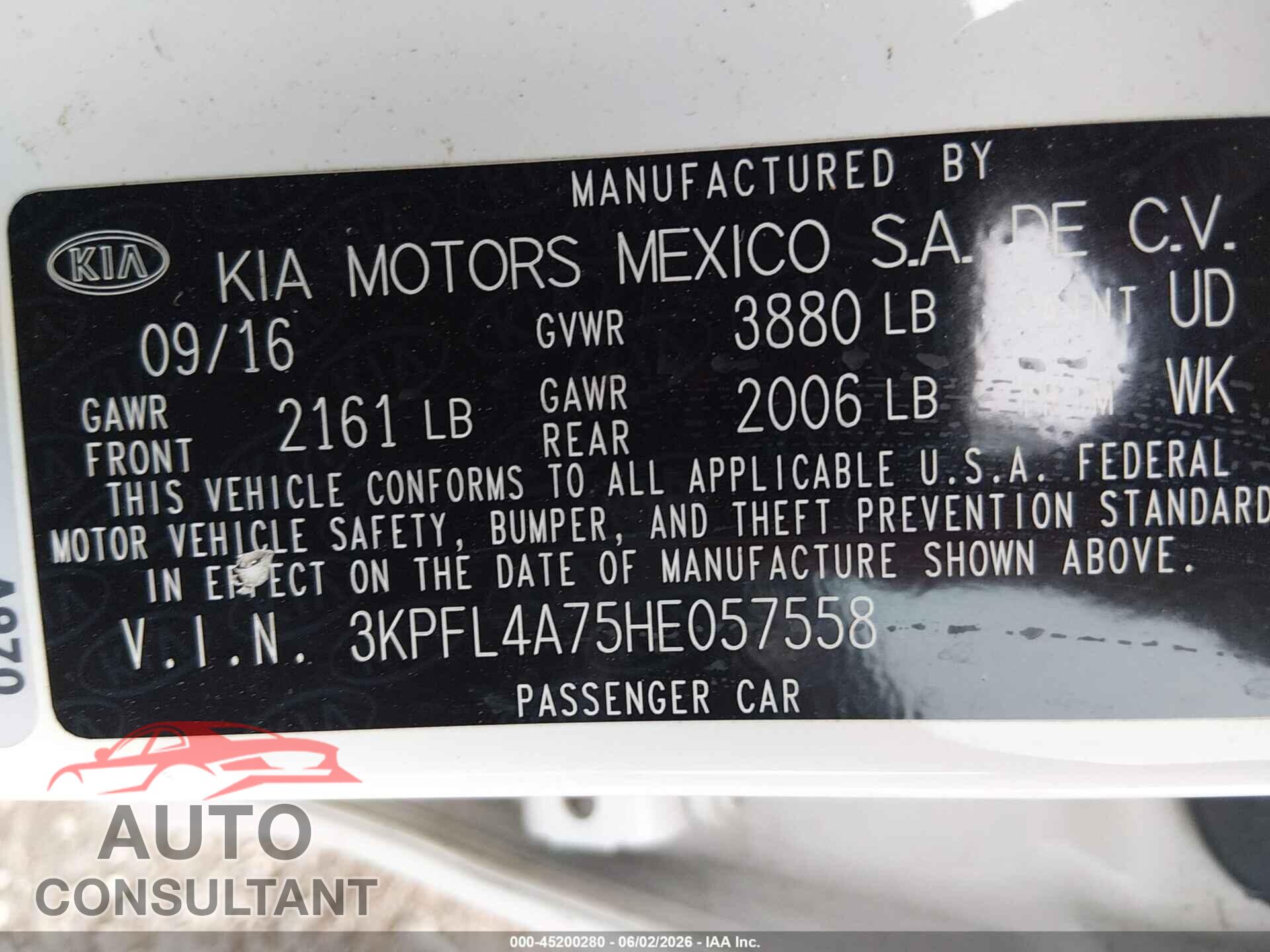 KIA FORTE 2017 - 3KPFL4A75HE057558