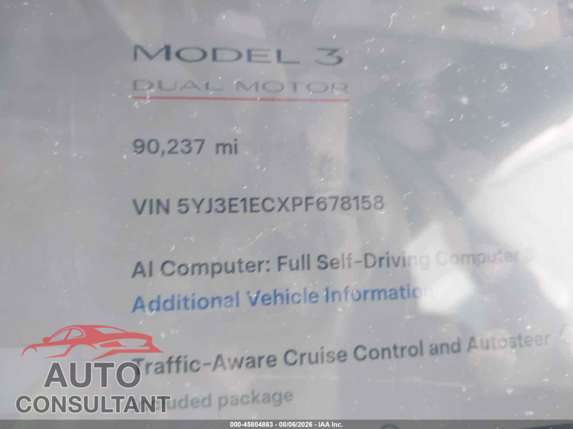 TESLA MODEL 3 2023 - 5YJ3E1ECXPF678158